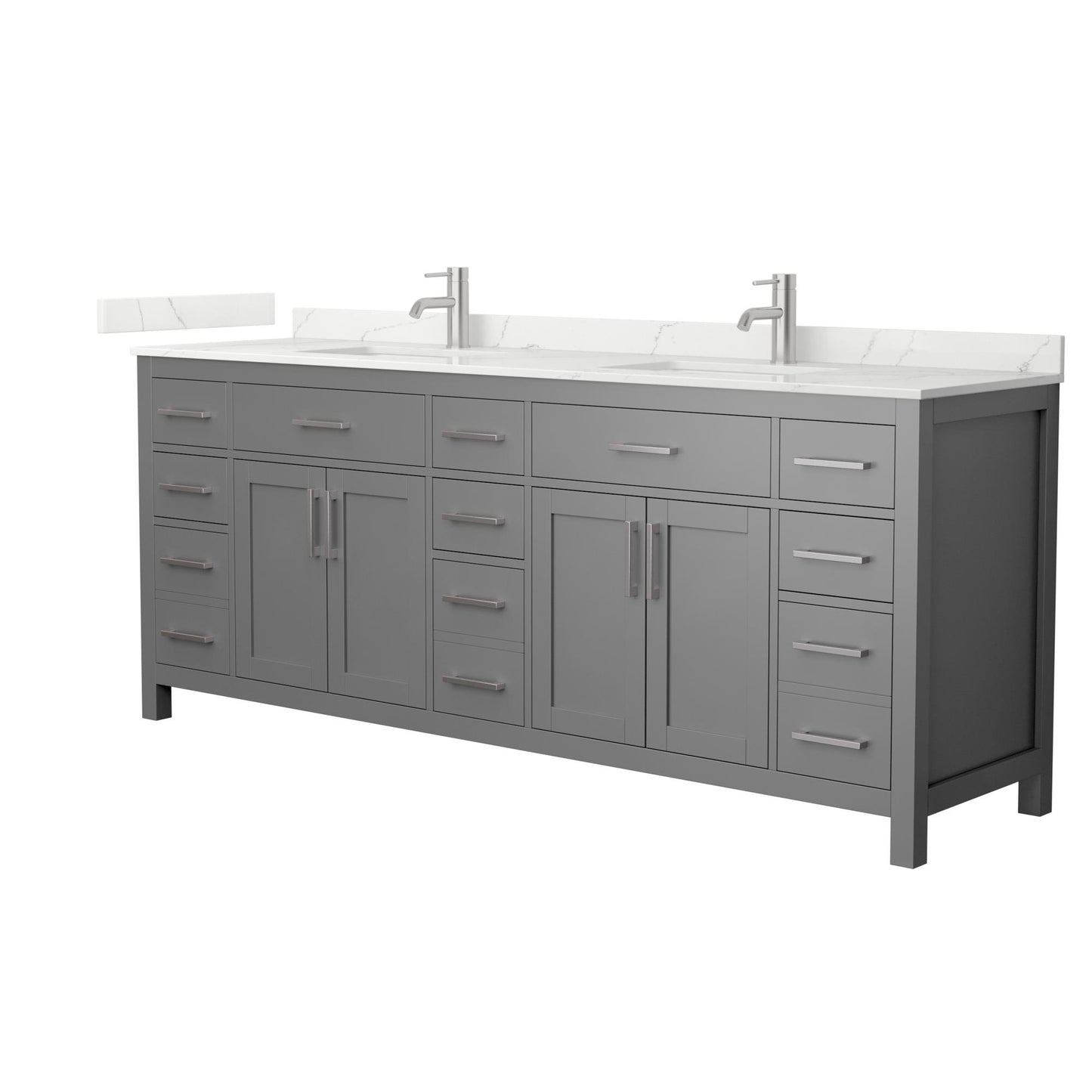 Beckett Bathroom Vanity with Countertop 84 inch Double Sink Single hole Faucet Setup