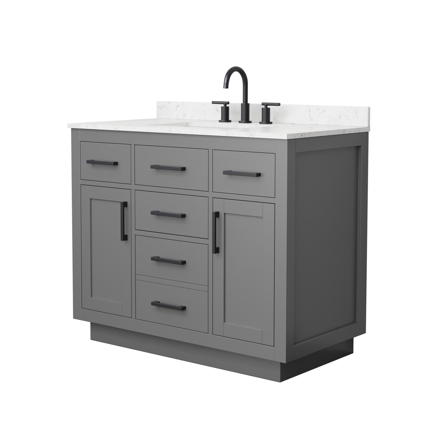 Beckett TK Bathroom Vanity with Countertop 42 inch Single Sink 3-hole Faucet Setup