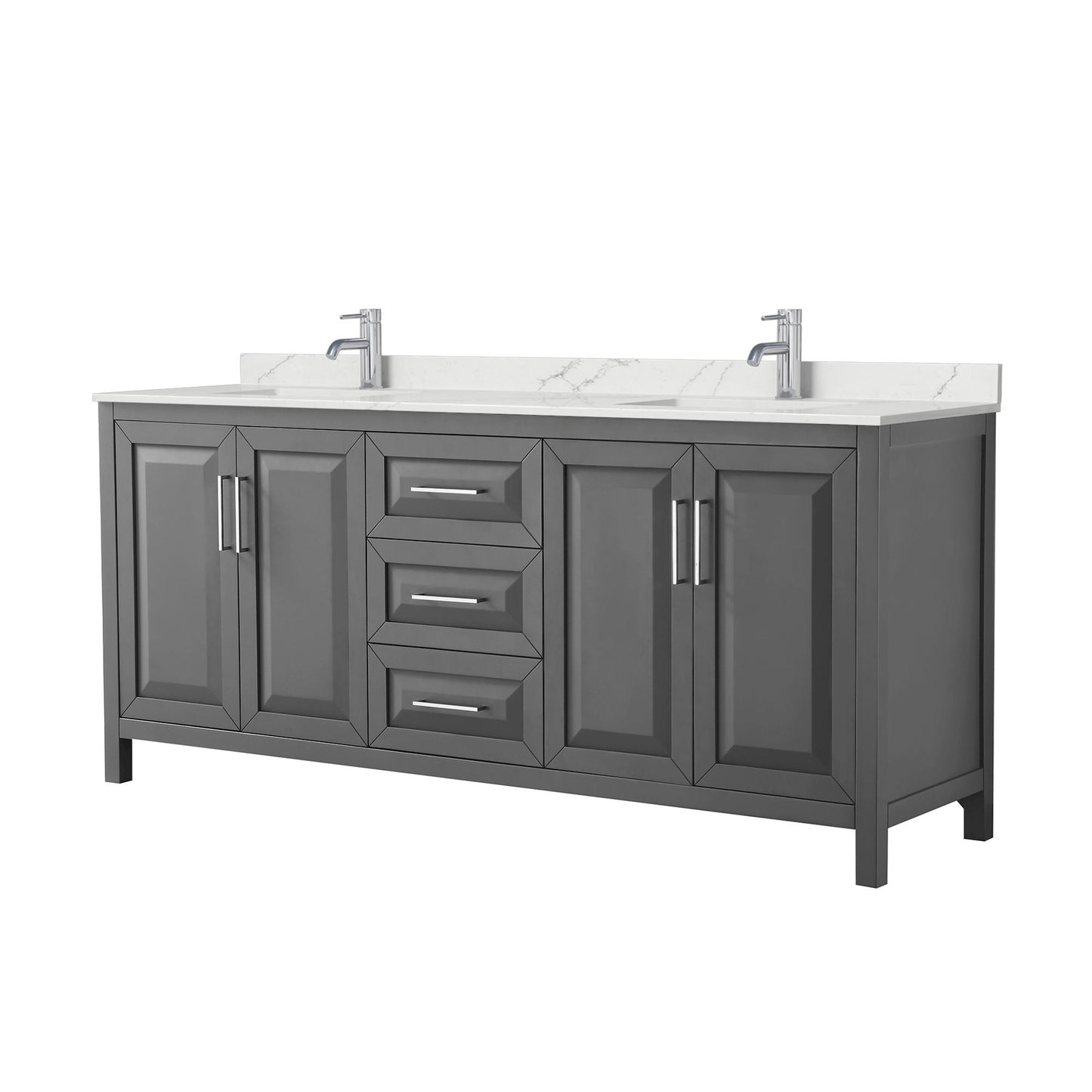 Daria Bathroom Vanity with Countertop 80 inch Double Sink Single hole Faucet Setup