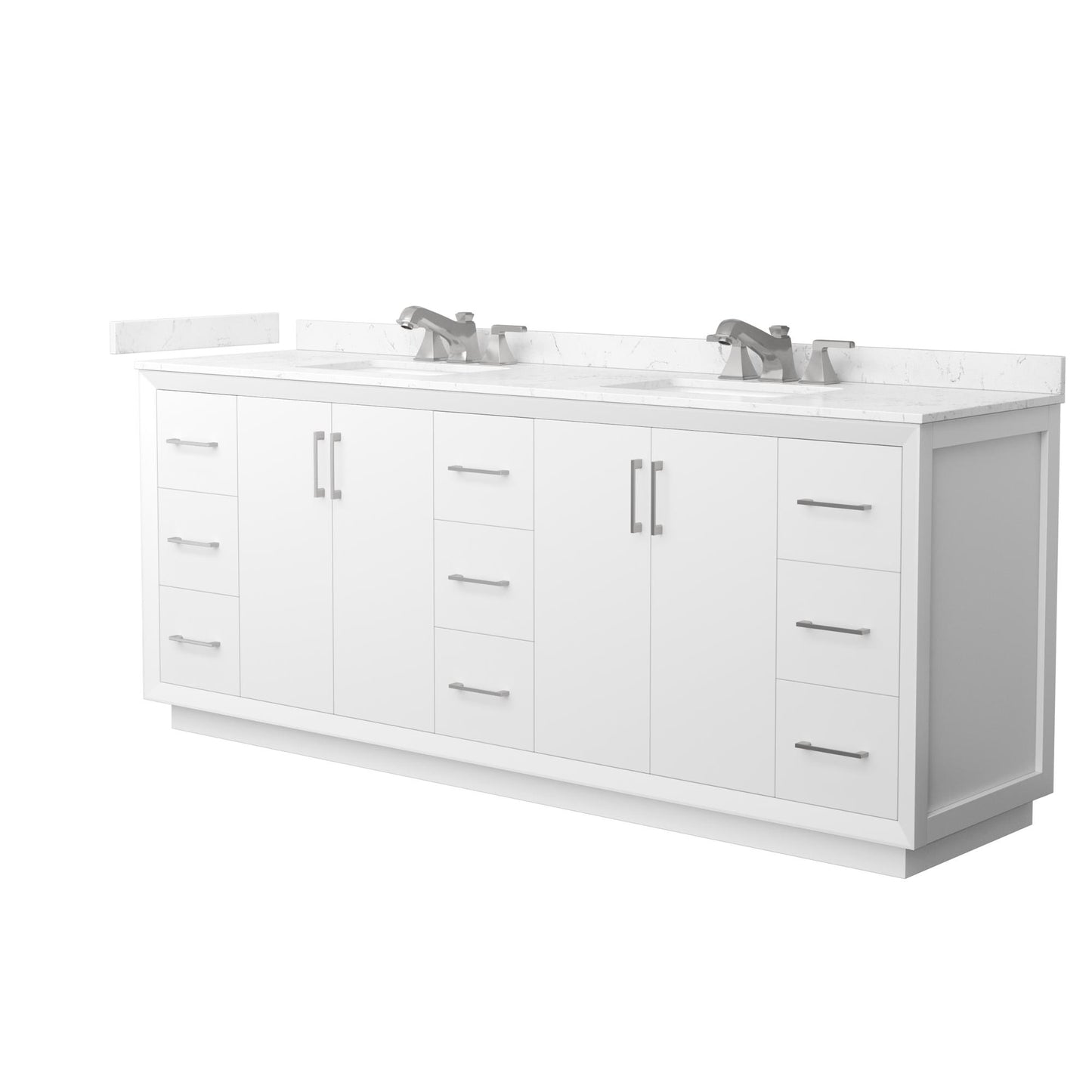 Strada Bathroom Vanity with Countertop 84 inch Double Sink 3-hole Faucet Setup