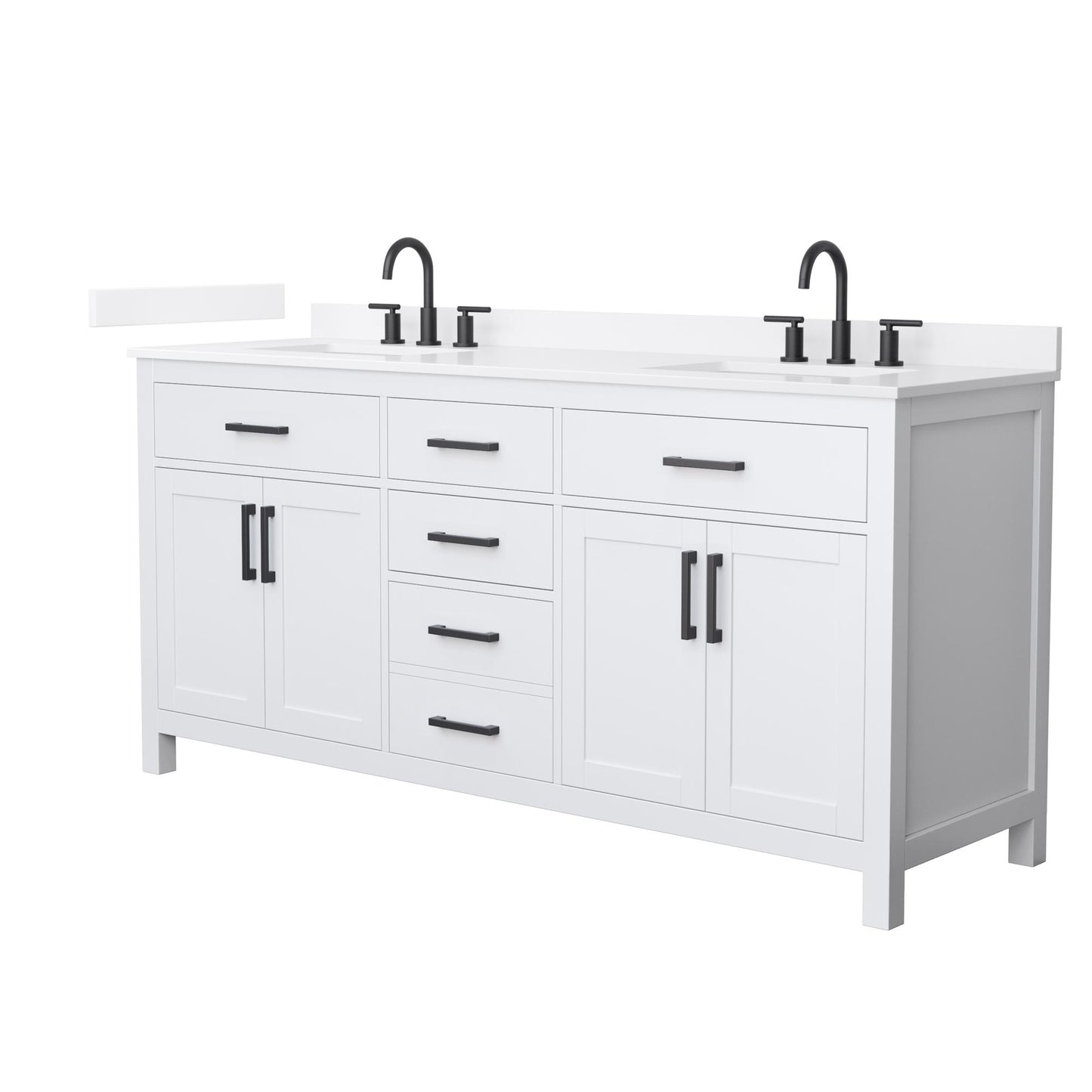 Beckett Bathroom Vanity with Countertop 72 inch Double Sink 3-hole Faucet Setup
