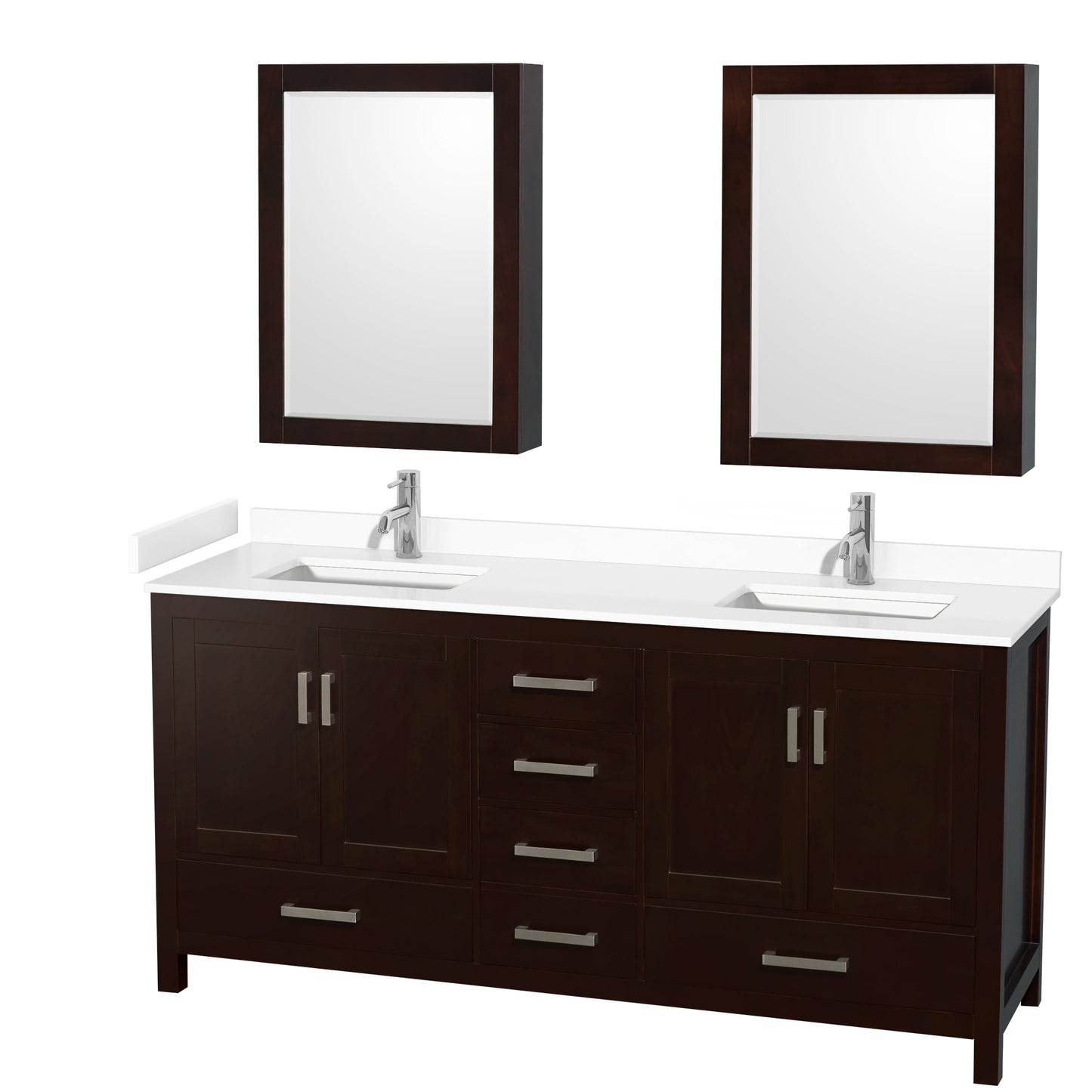 Sheffield Bathroom Vanity with Countertop 72 inch Double Sink Single hole Faucet Setup