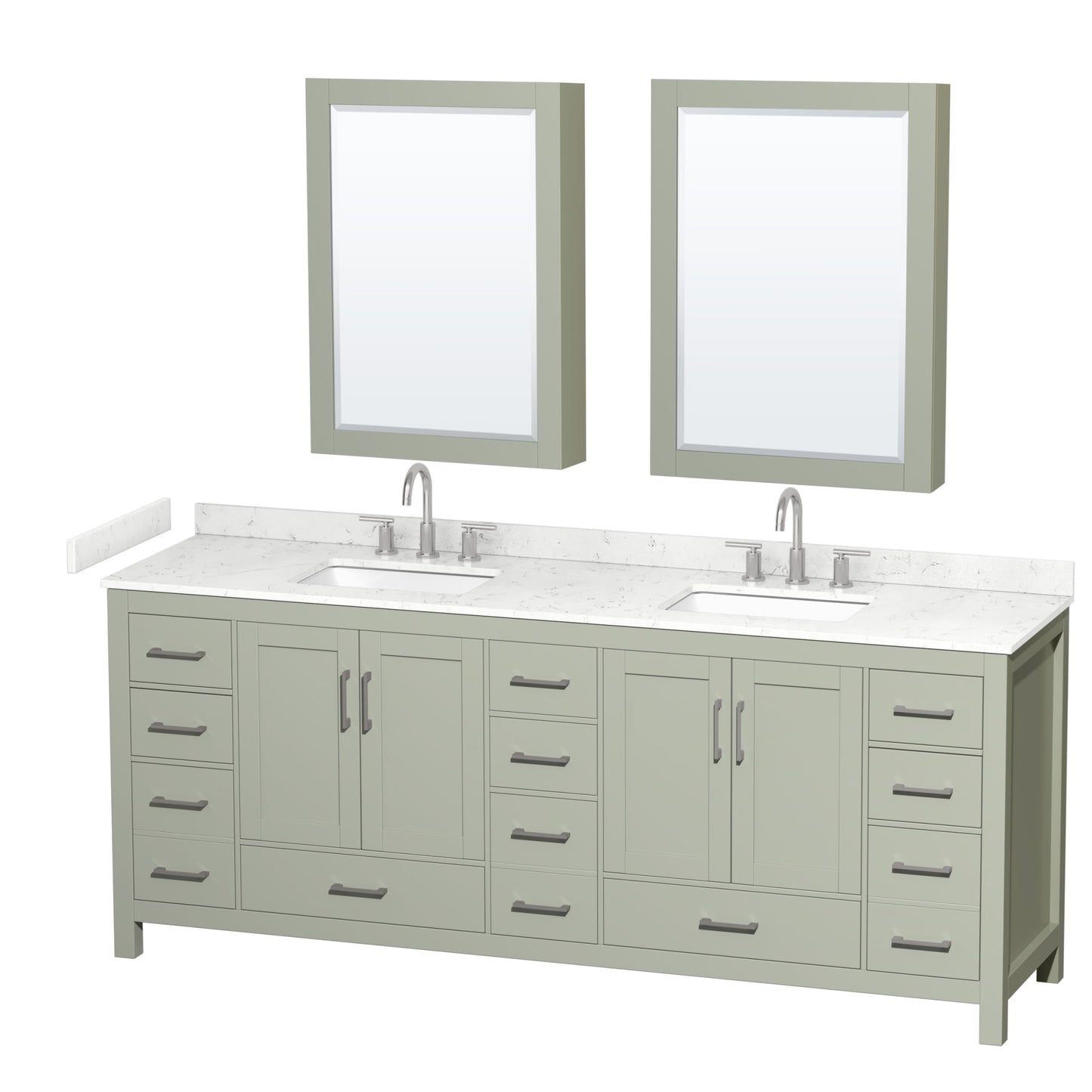 Sheffield Bathroom Vanity with Countertop 84 inch Double Sink 3-hole Faucet Setup