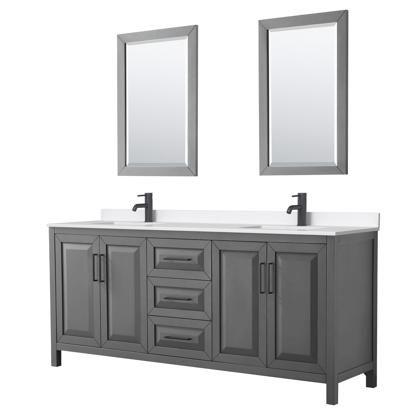 Daria Bathroom Vanity with Countertop 80 inch Double Sink Single hole Faucet Setup