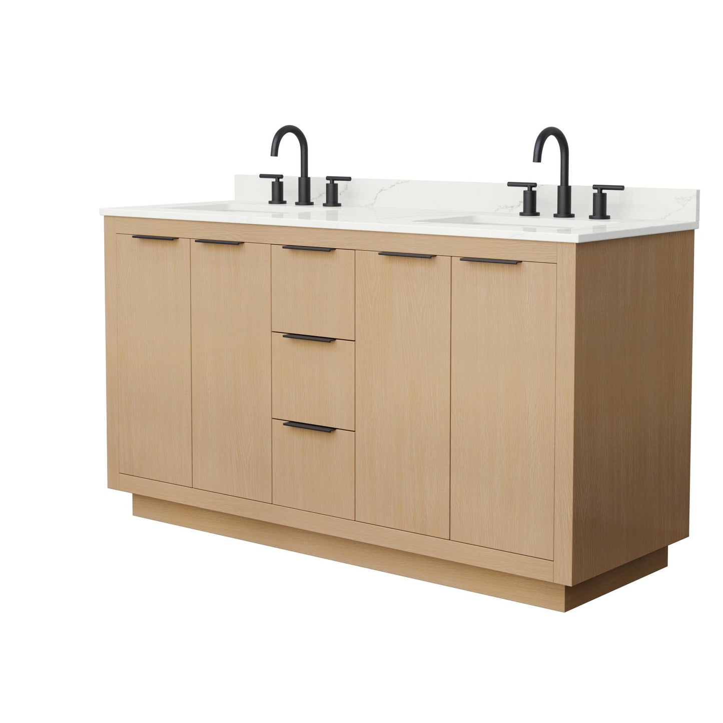 Maroni Bathroom Vanity with Countertop 60 inch Double Sink 3-hole Faucet Setup