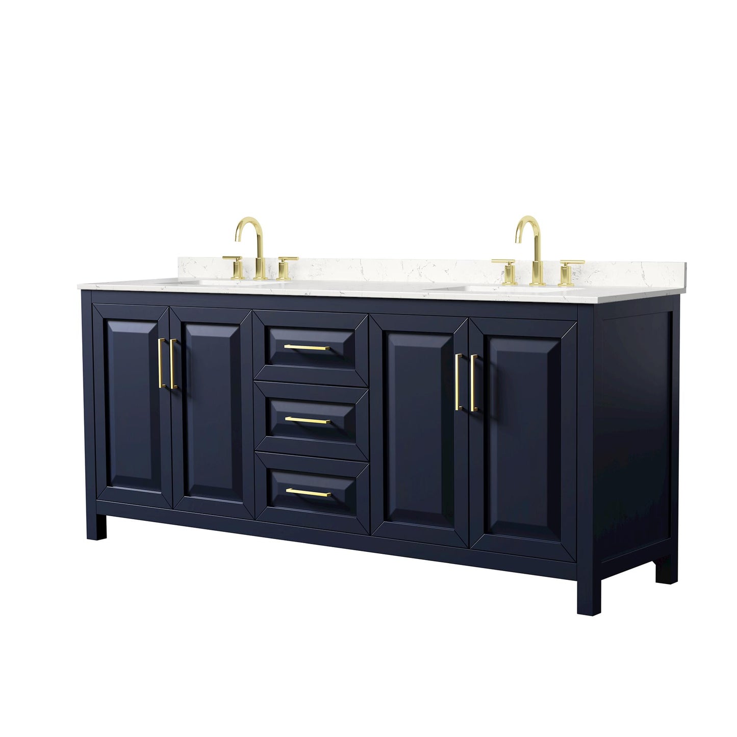 Daria Bathroom Vanity with Countertop 80 inch Double Sink 3-hole Faucet Setup