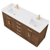 Custom image for Dark Oak with Brushed Gold Trim / White Cultured Marble / No Mirror