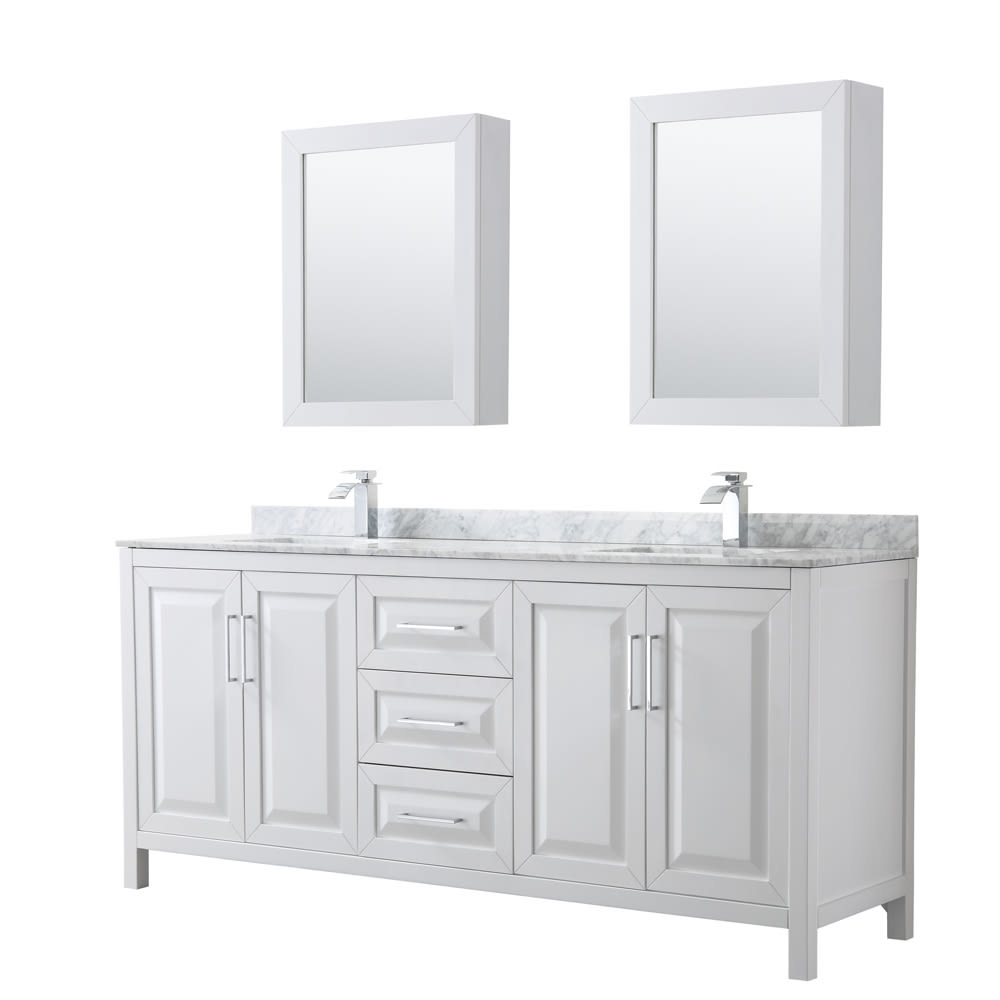 Daria Bathroom Vanity with Countertop 80 inch Double Sink Single hole Faucet Setup