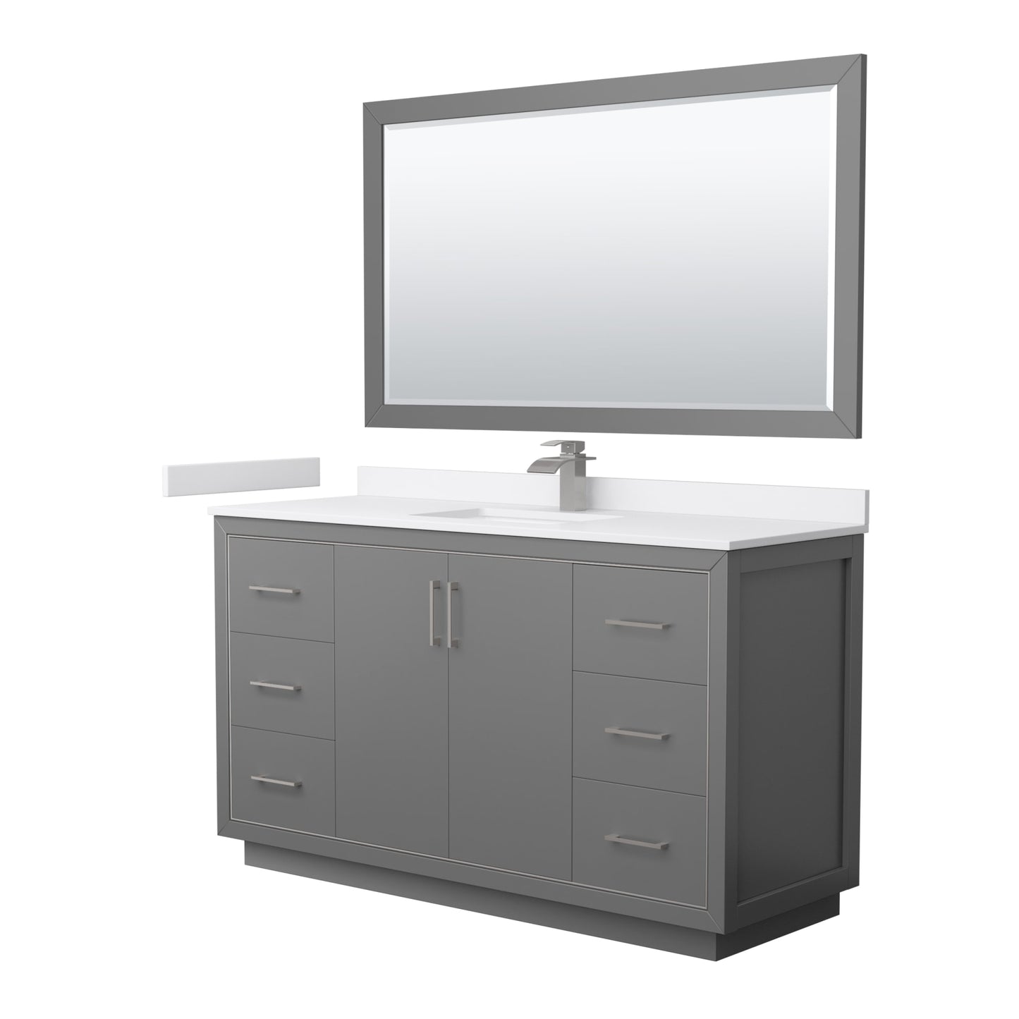 Icon Bathroom Vanity with Countertop 60 inch Single Sink Single hole Faucet Setup