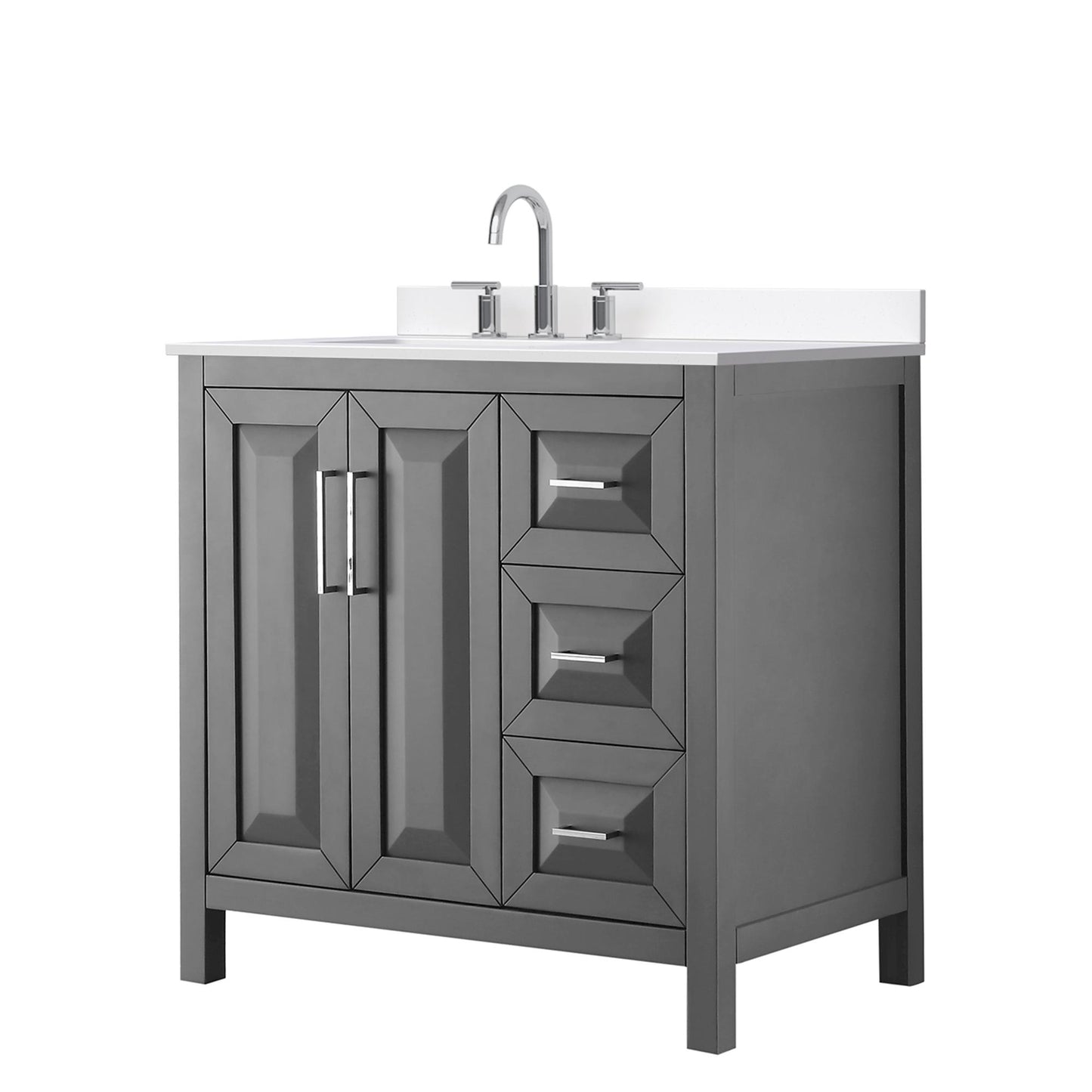 Daria Bathroom Vanity with Countertop 36 inch Single Sink 3-hole Faucet Setup