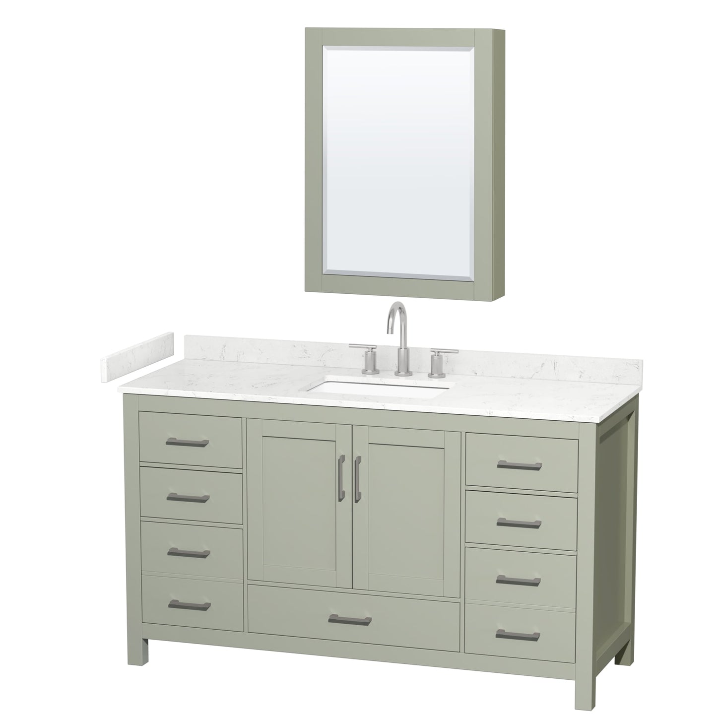 Sheffield Bathroom Vanity with Countertop 60 inch Single Sink 3-hole Faucet Setup