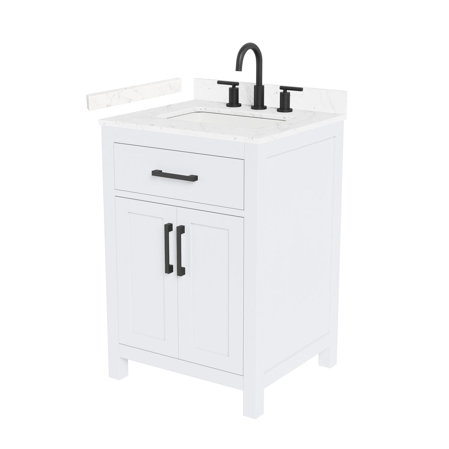 Beckett Bathroom Vanity with Countertop 24 inch Single Sink 3-hole Faucet Setup