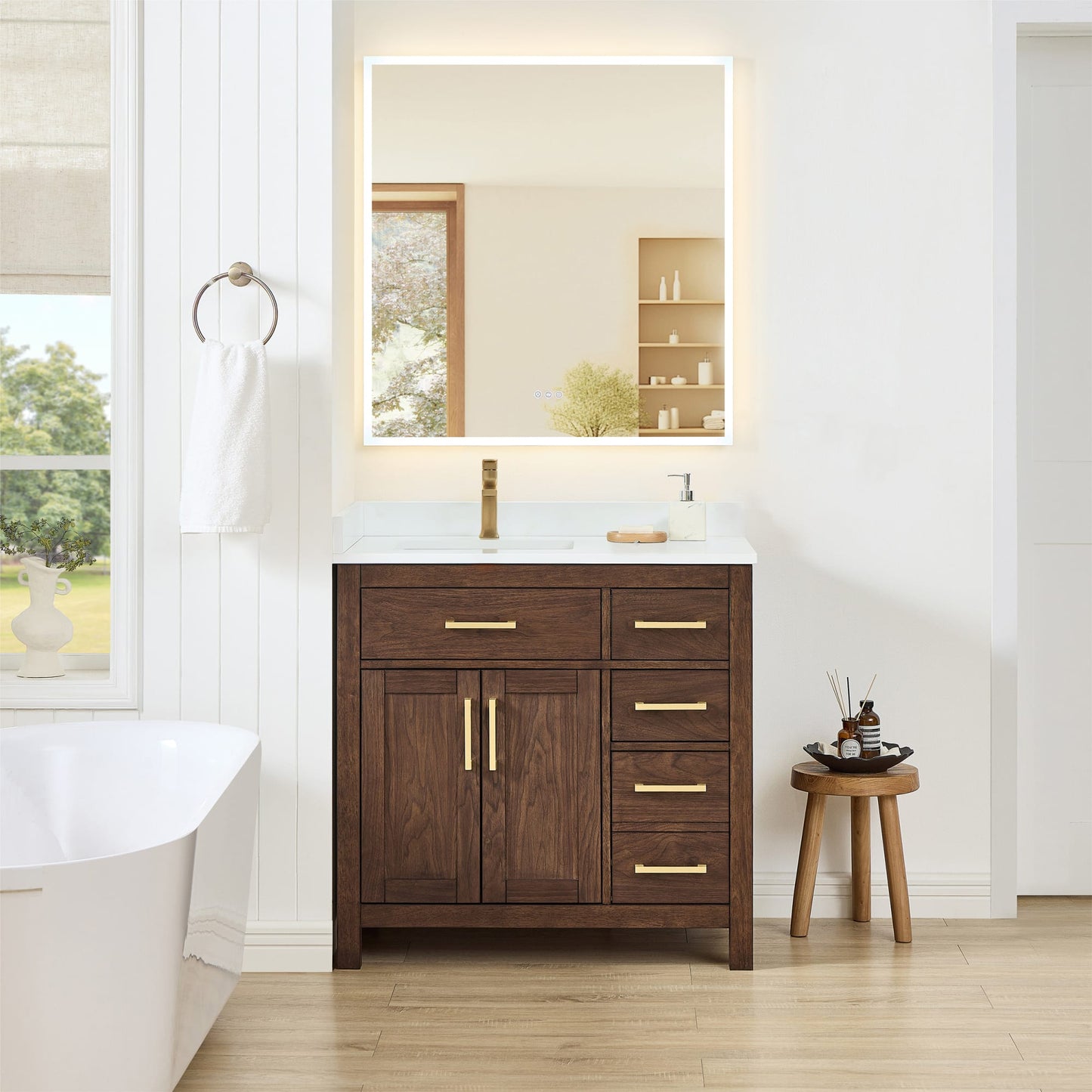 Beckett Bathroom Vanity with Countertop 36 inch Single Sink Single hole Faucet Setup