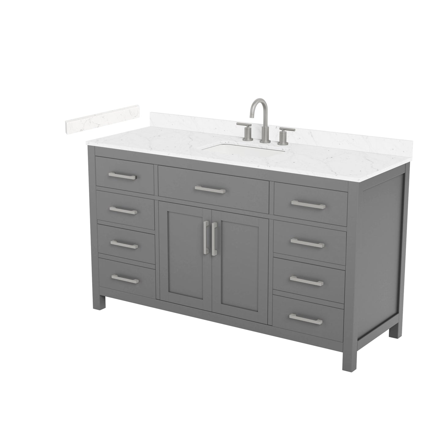 Beckett Bathroom Vanity with Countertop 60 inch Single Sink 3-hole Faucet Setup