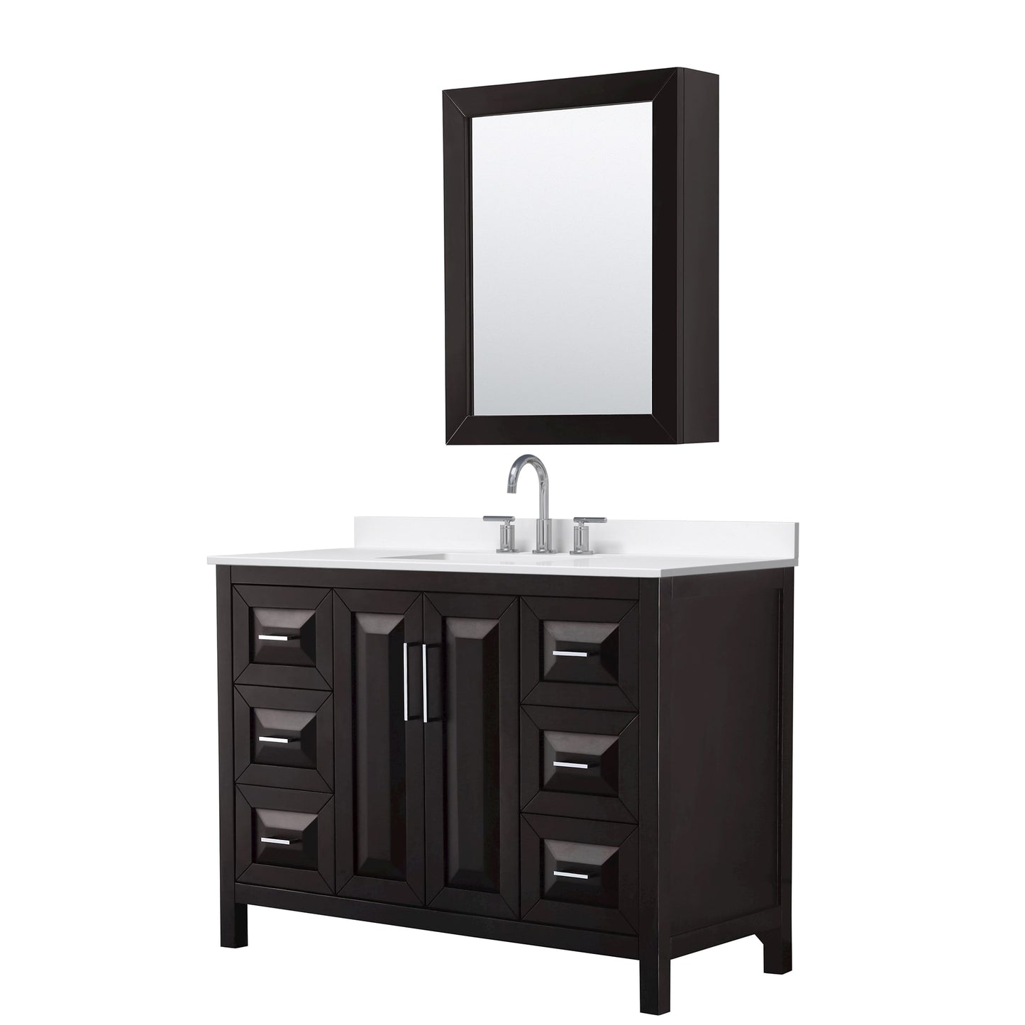 Daria Bathroom Vanity with Countertop 48 inch Single Sink 3-hole Faucet Setup