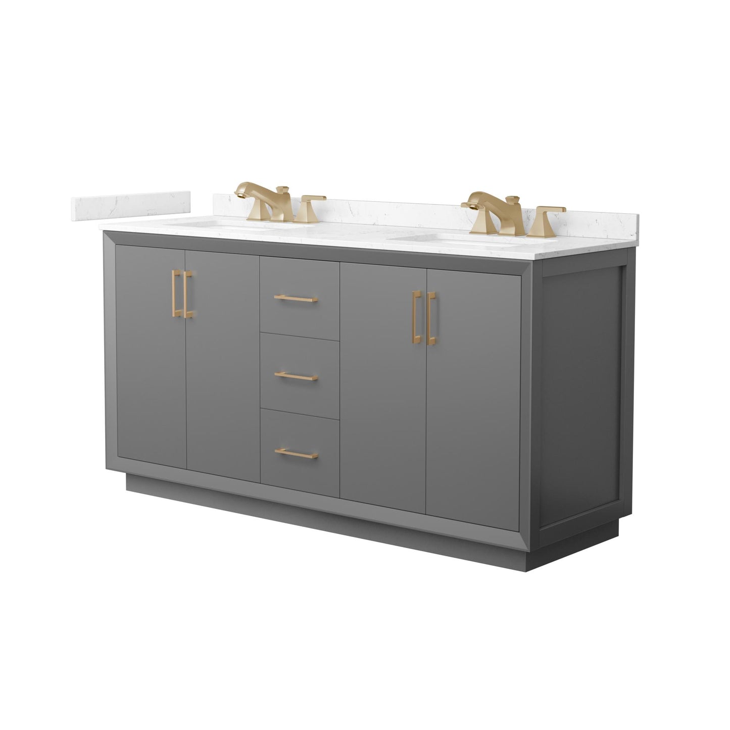 Strada Bathroom Vanity with Countertop 66 inch Double Sink 3-hole Faucet Setup