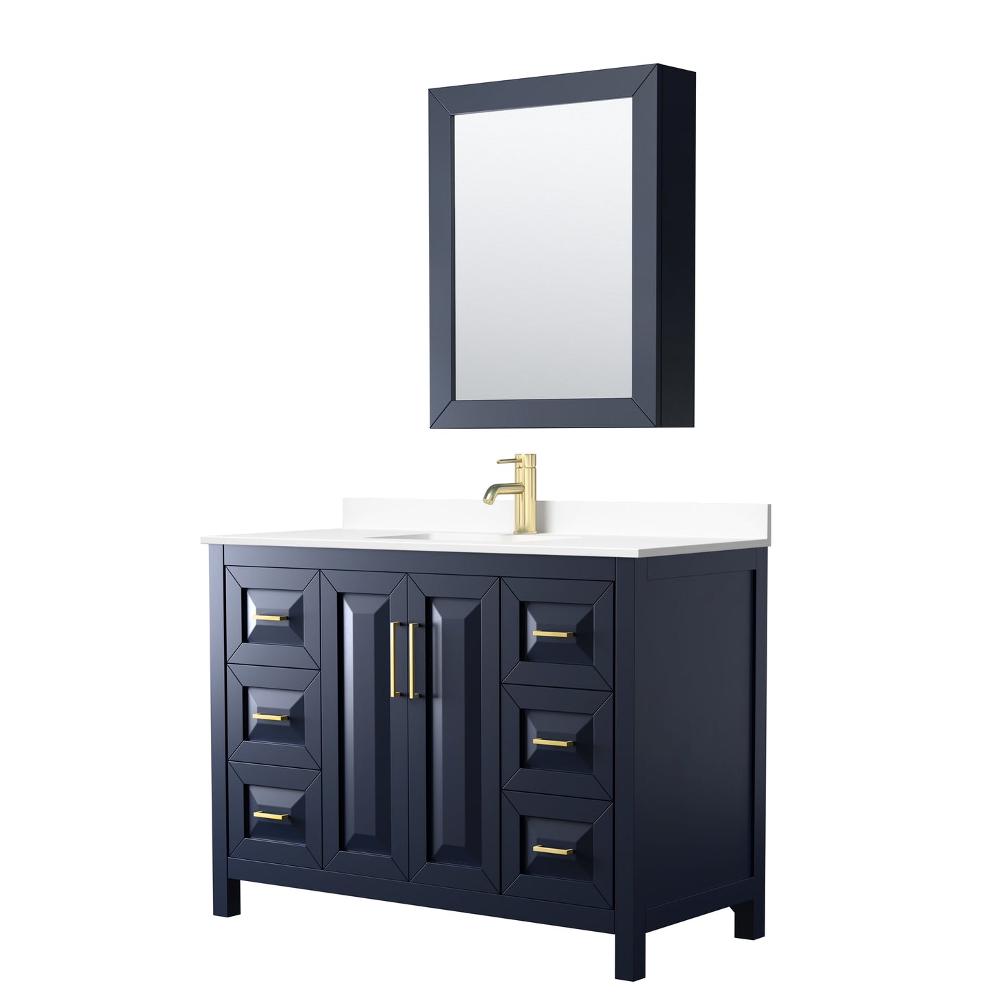 Daria Bathroom Vanity with Countertop 48 inch Single Sink Single hole Faucet Setup
