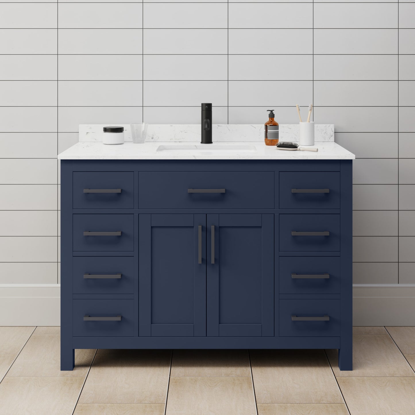 Beckett Bathroom Vanity with Countertop 48 inch Single Sink Single hole Faucet Setup