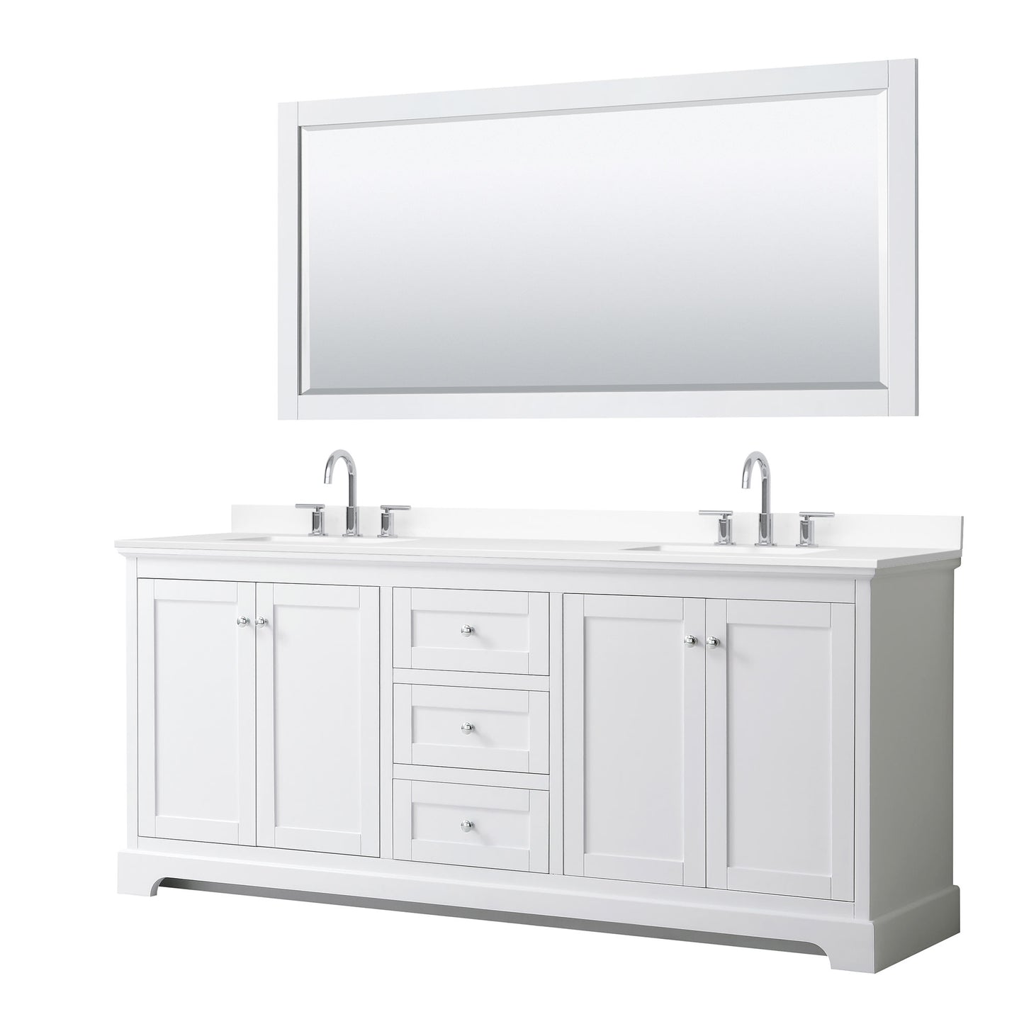Avery Bathroom Vanity with Countertop 80 inch Double Sink 3-hole Faucet Setup