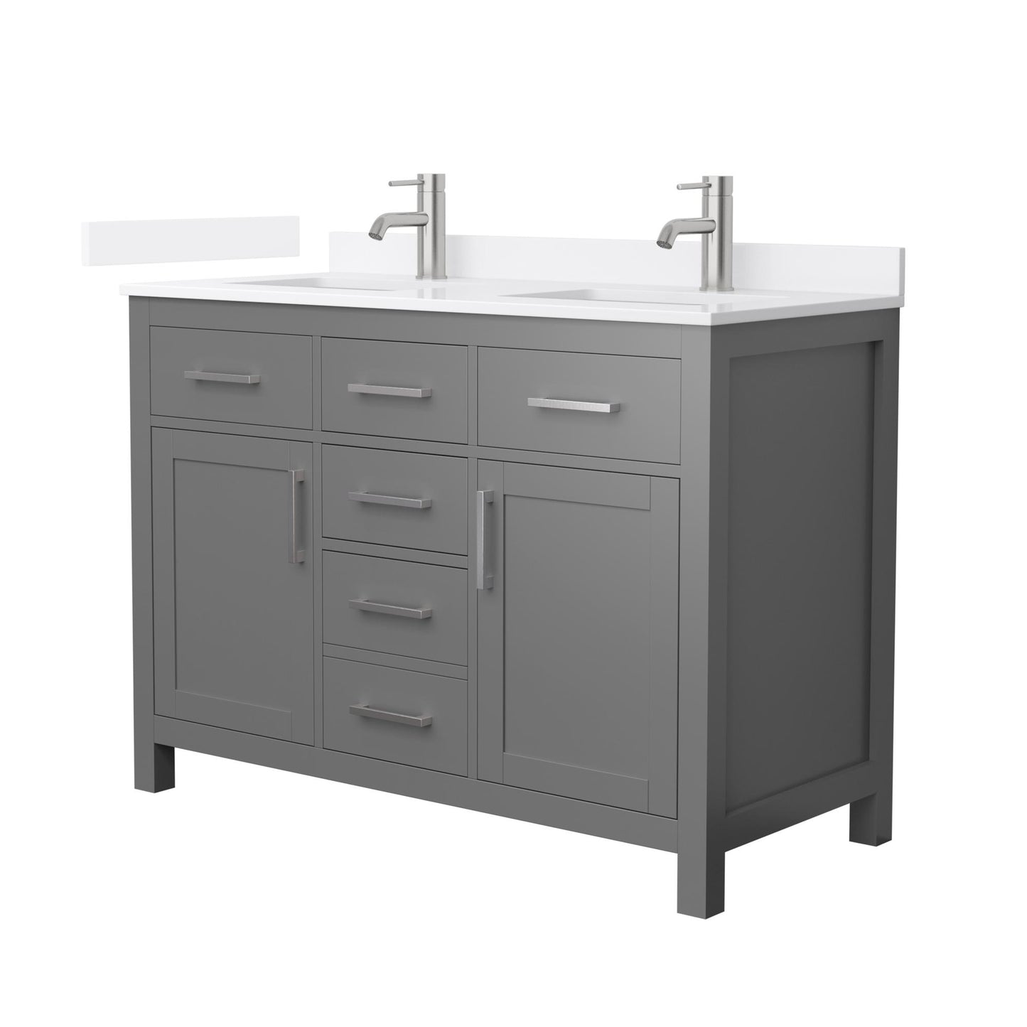 Beckett Bathroom Vanity with Countertop 48 inch Double Sink Single hole Faucet Setup