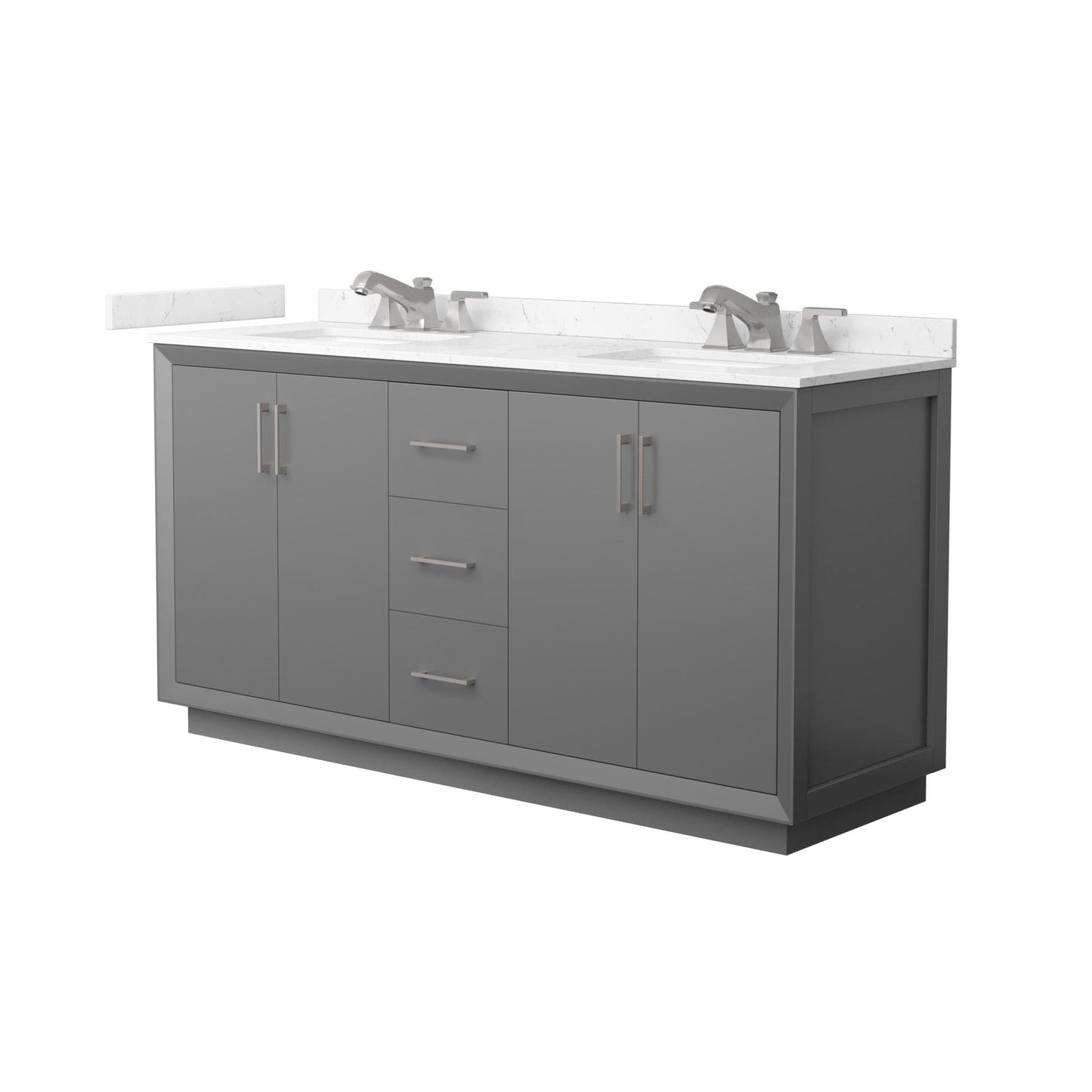 Strada Bathroom Vanity with Countertop 66 inch Double Sink 3-hole Faucet Setup