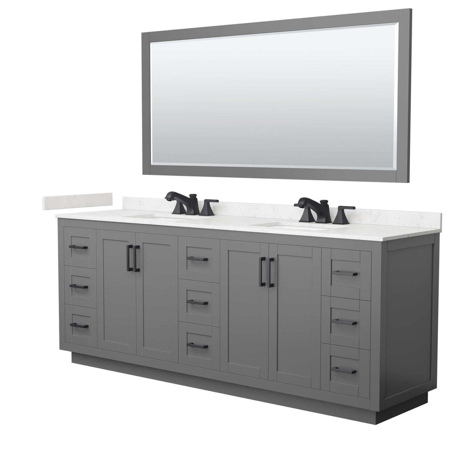 Miranda Bathroom Vanity with Countertop 84 inch Double Sink 3-hole Faucet Setup