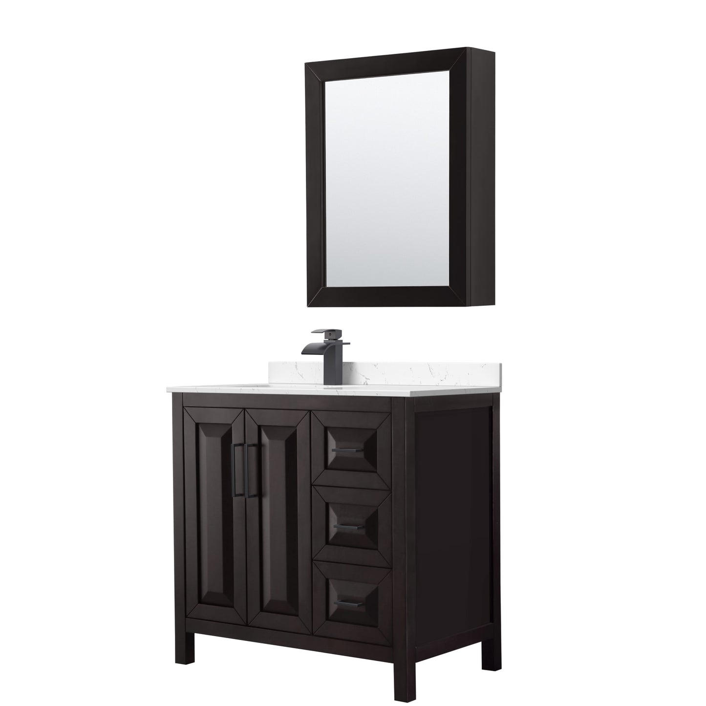 Daria Bathroom Vanity with Countertop 36 inch Single Sink Single hole Faucet Setup