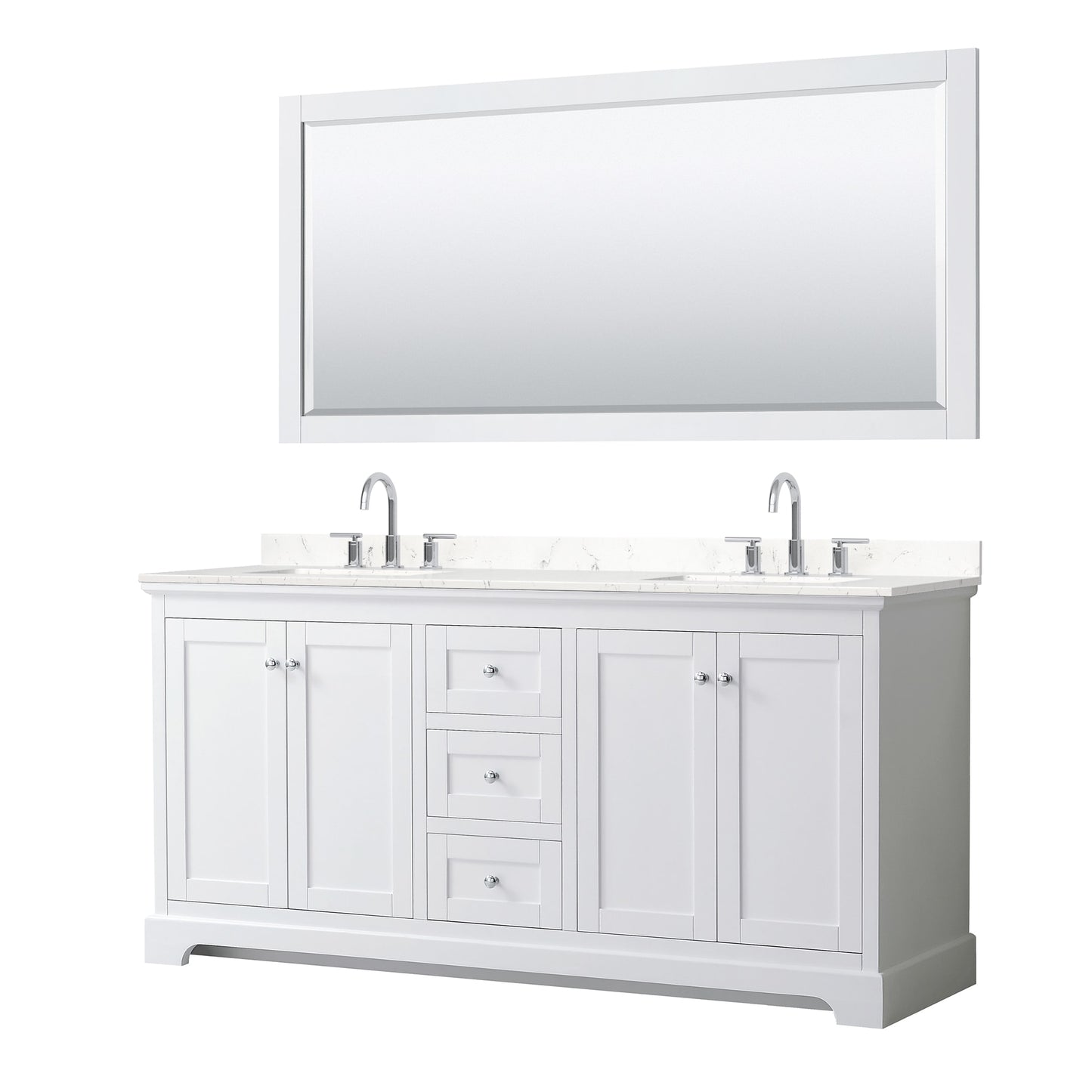 Avery Bathroom Vanity with Countertop 72 inch Double Sink 3-hole Faucet Setup