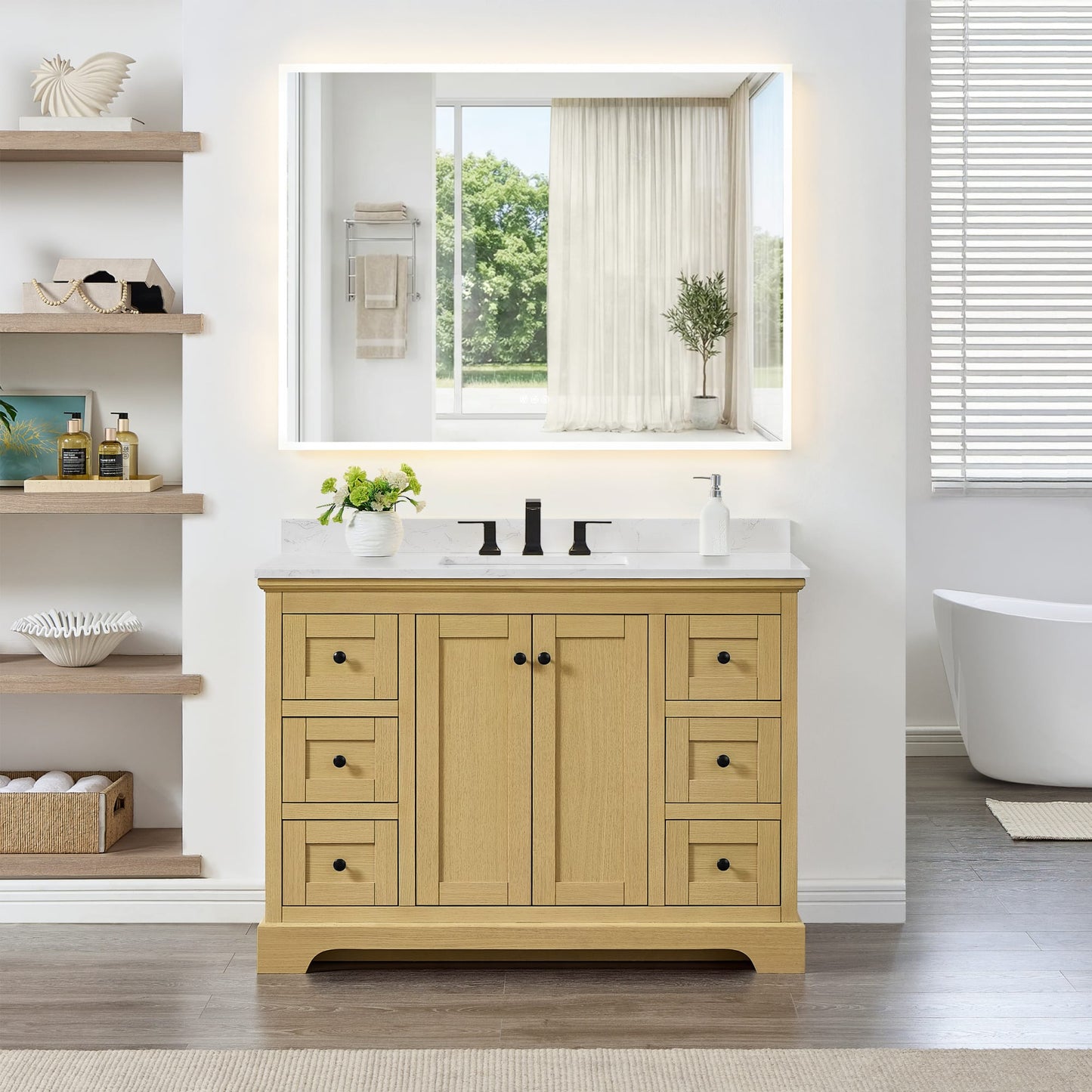 Avery Bathroom Vanity with Countertop 48 inch Single Sink 3-hole Faucet Setup