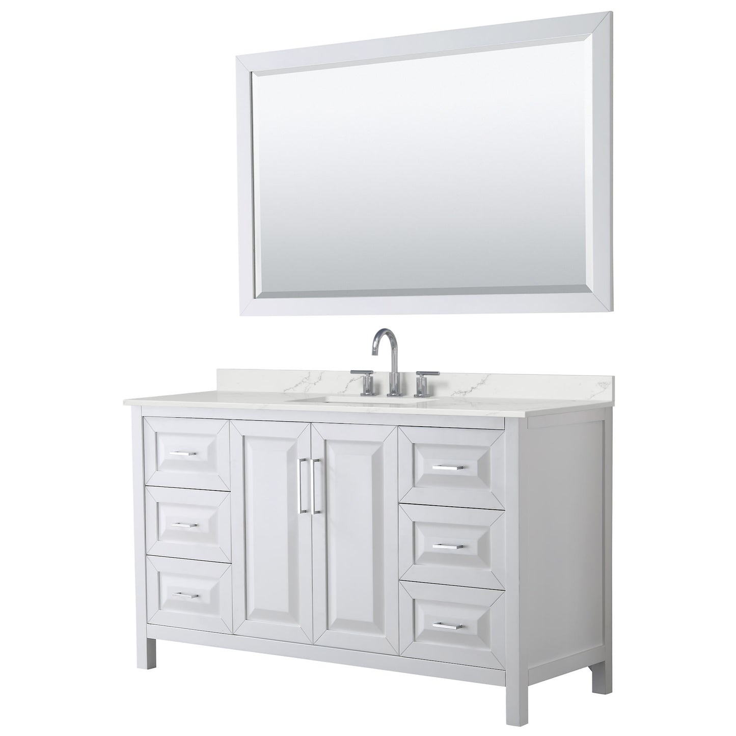 Daria Bathroom Vanity with Countertop 60 inch Single Sink 3-hole Faucet Setup