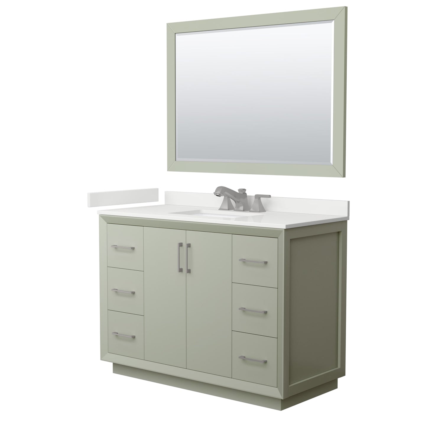 Strada Bathroom Vanity with Countertop 48 inch Single Sink 3-hole Faucet Setup