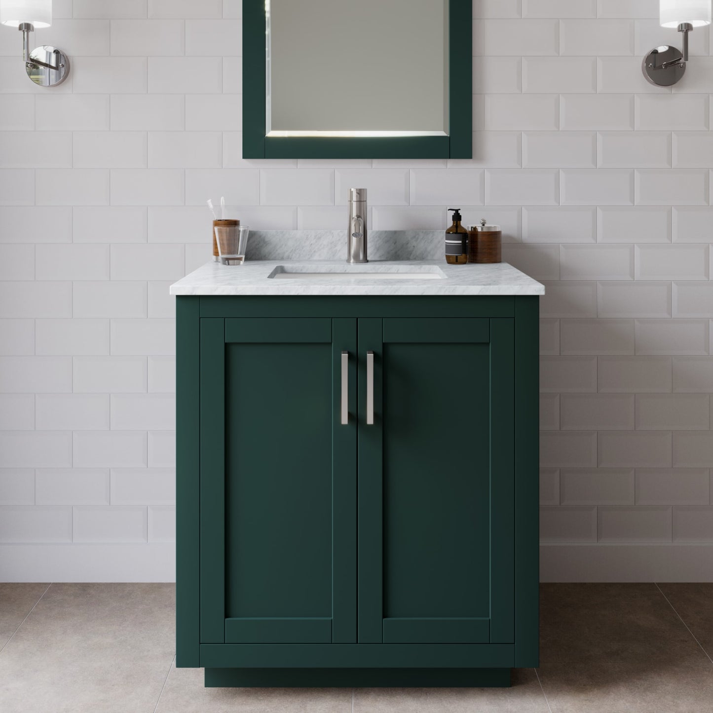 Miranda Bathroom Vanity with Countertop 30 inch Single Sink Single hole Faucet Setup