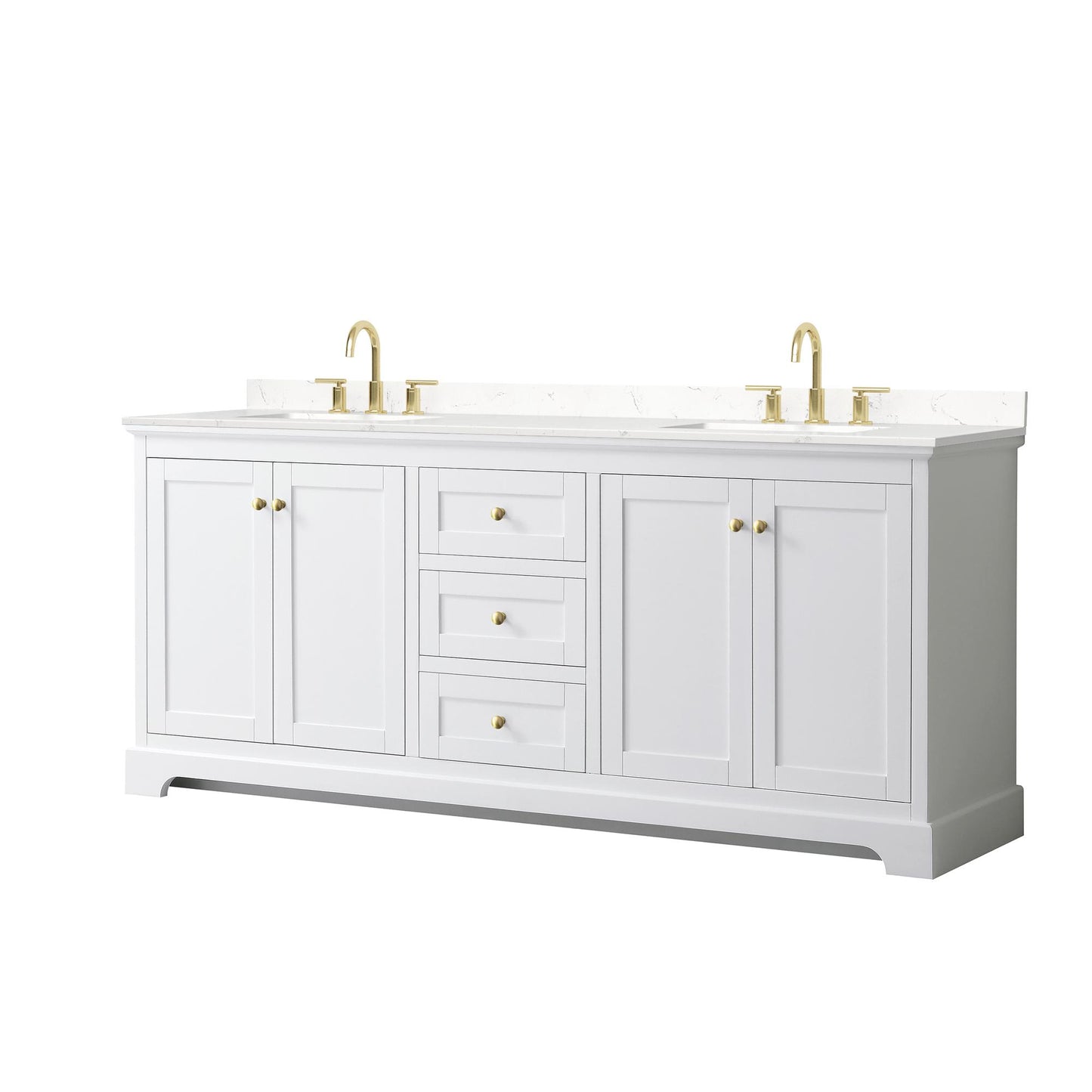 Avery Bathroom Vanity with Countertop 80 inch Double Sink 3-hole Faucet Setup