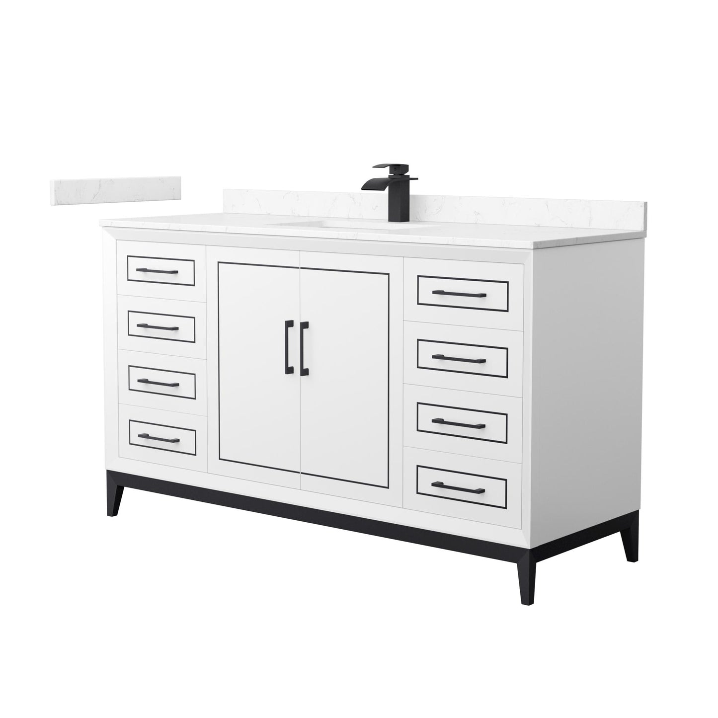 Marlena Bathroom Vanity with Countertop 60 inch Single Sink Single hole Faucet Setup