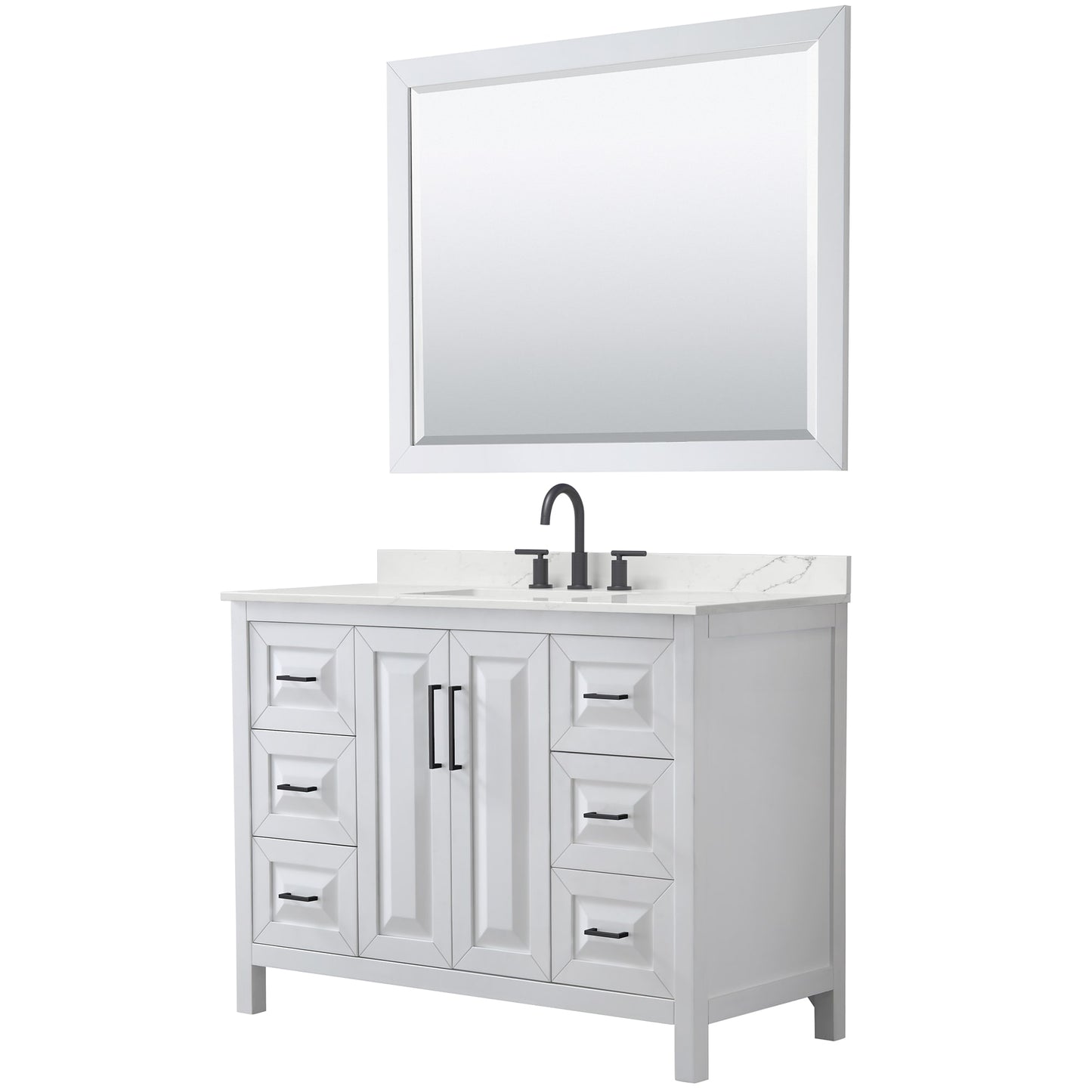 Daria Bathroom Vanity with Countertop 48 inch Single Sink 3-hole Faucet Setup