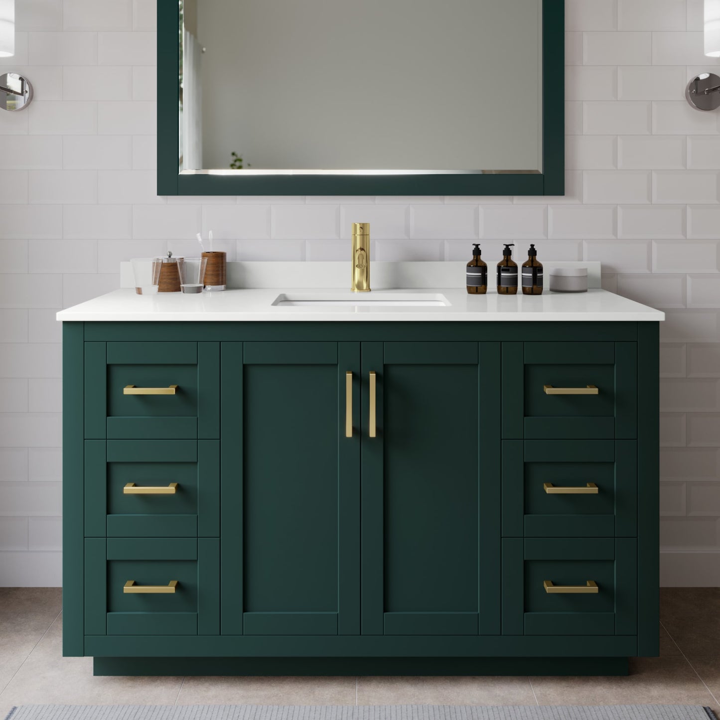 Miranda Bathroom Vanity with Countertop 54 inch Single Sink Single hole Faucet Setup