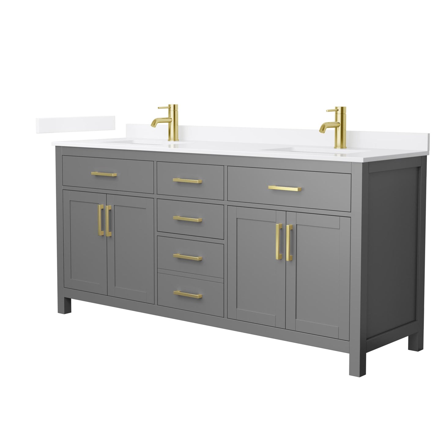 Beckett Bathroom Vanity with Countertop 72 inch Double Sink Single hole Faucet Setup