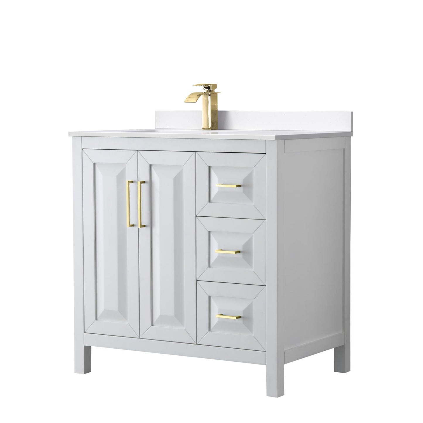 Daria Bathroom Vanity with Countertop 36 inch Single Sink Single hole Faucet Setup