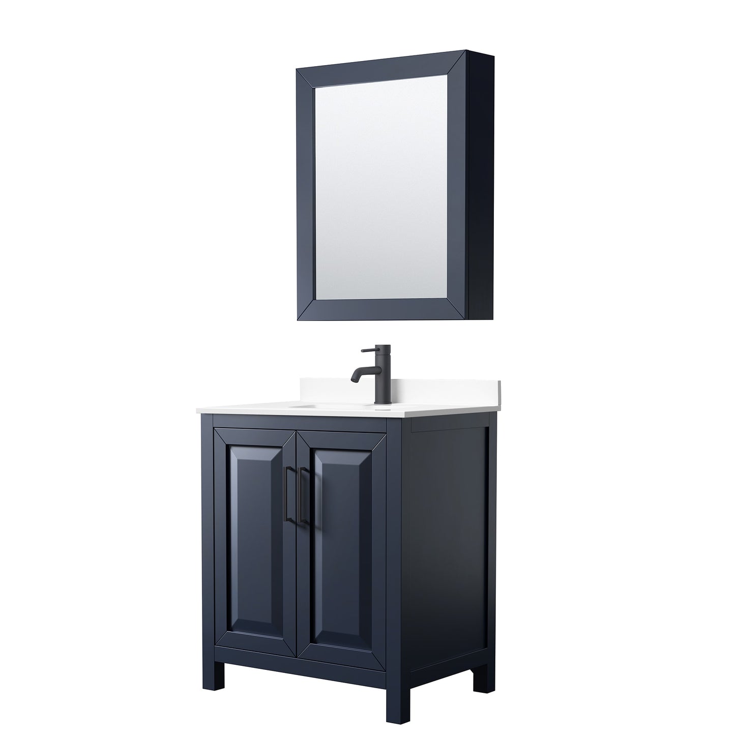Daria Bathroom Vanity with Countertop 30 inch Single Sink Single hole Faucet Setup