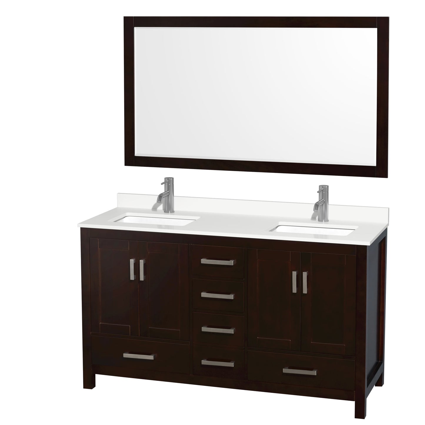 Sheffield Bathroom Vanity with Countertop 60 inch Double Sink Single hole Faucet Setup