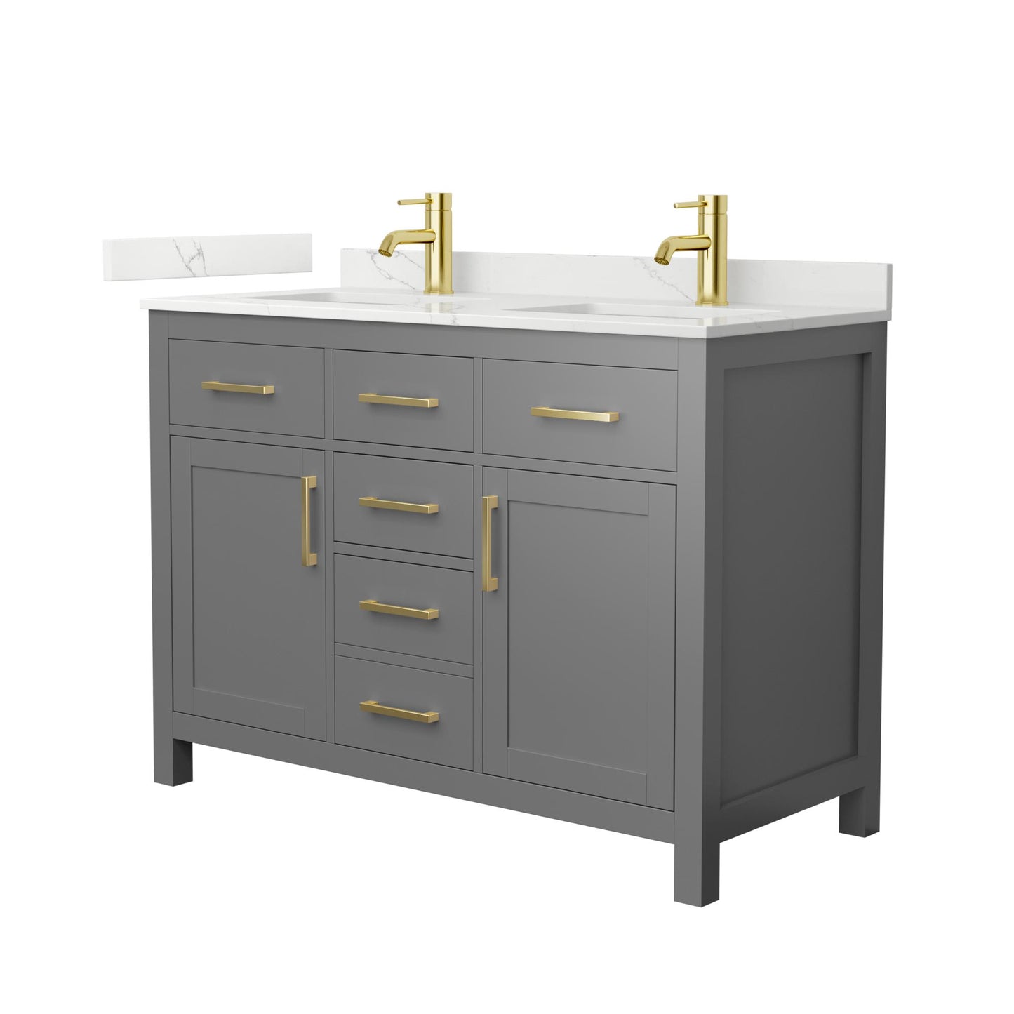 Beckett Bathroom Vanity with Countertop 48 inch Double Sink Single hole Faucet Setup