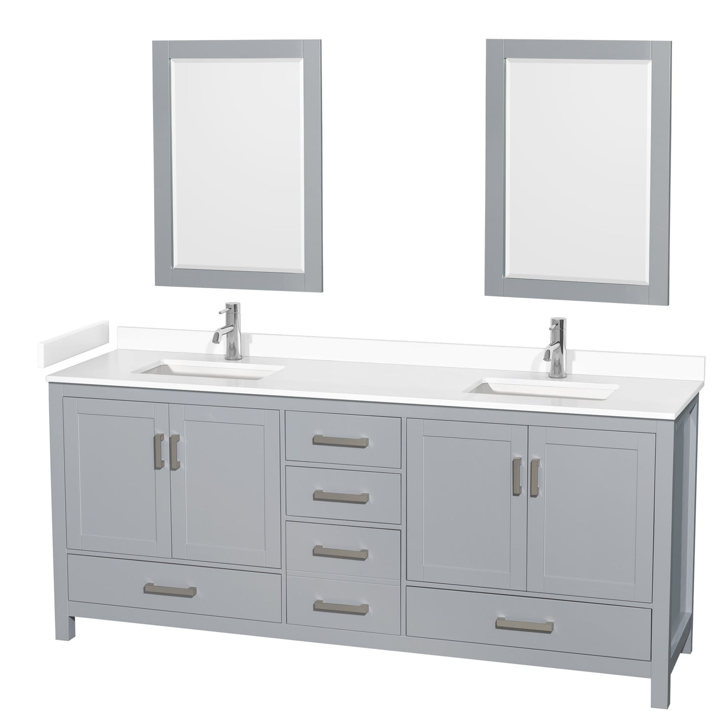 Sheffield Bathroom Vanity with Countertop 80 inch Double Sink Single hole Faucet Setup