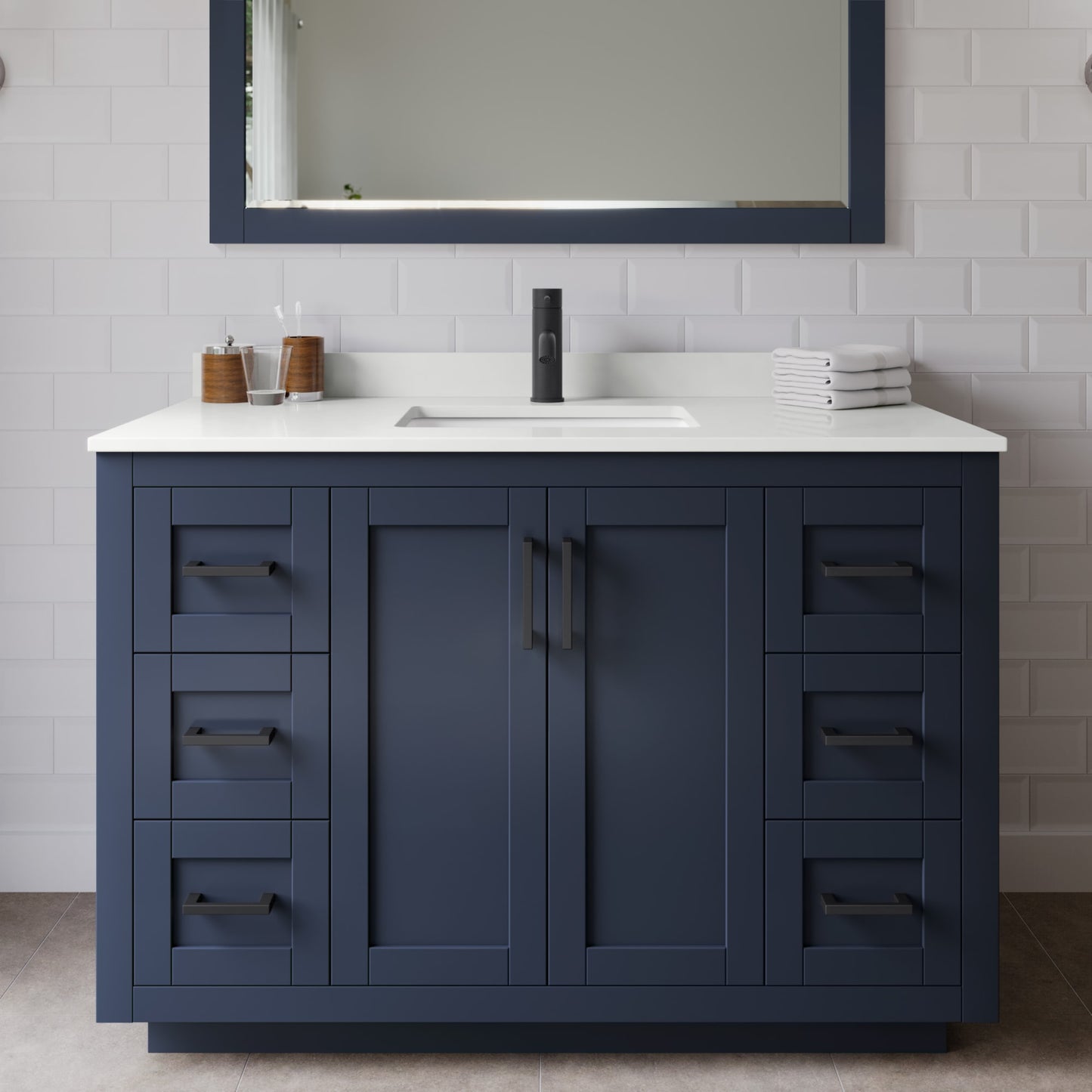 Miranda Bathroom Vanity with Countertop 48 inch Single Sink Single hole Faucet Setup