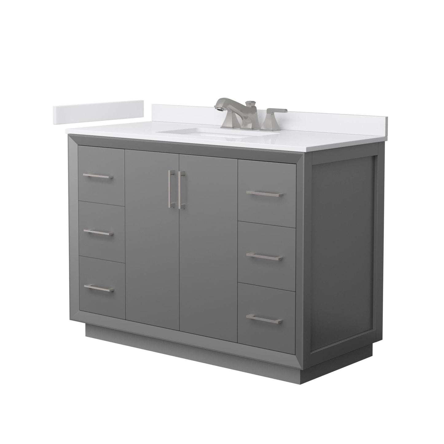 Strada Bathroom Vanity with Countertop 48 inch Single Sink 3-hole Faucet Setup