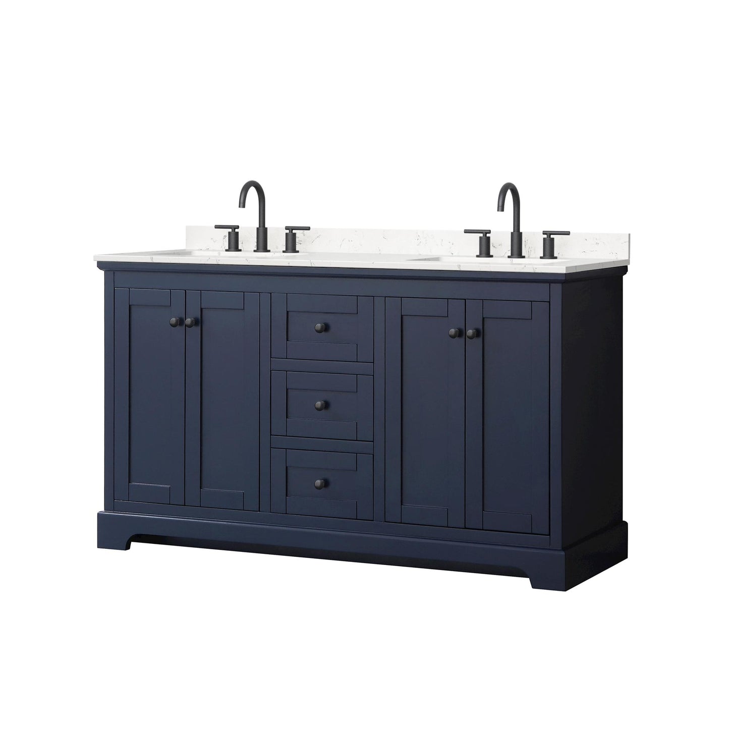 Avery Bathroom Vanity with Countertop 60 inch Double Sink 3-hole Faucet Setup