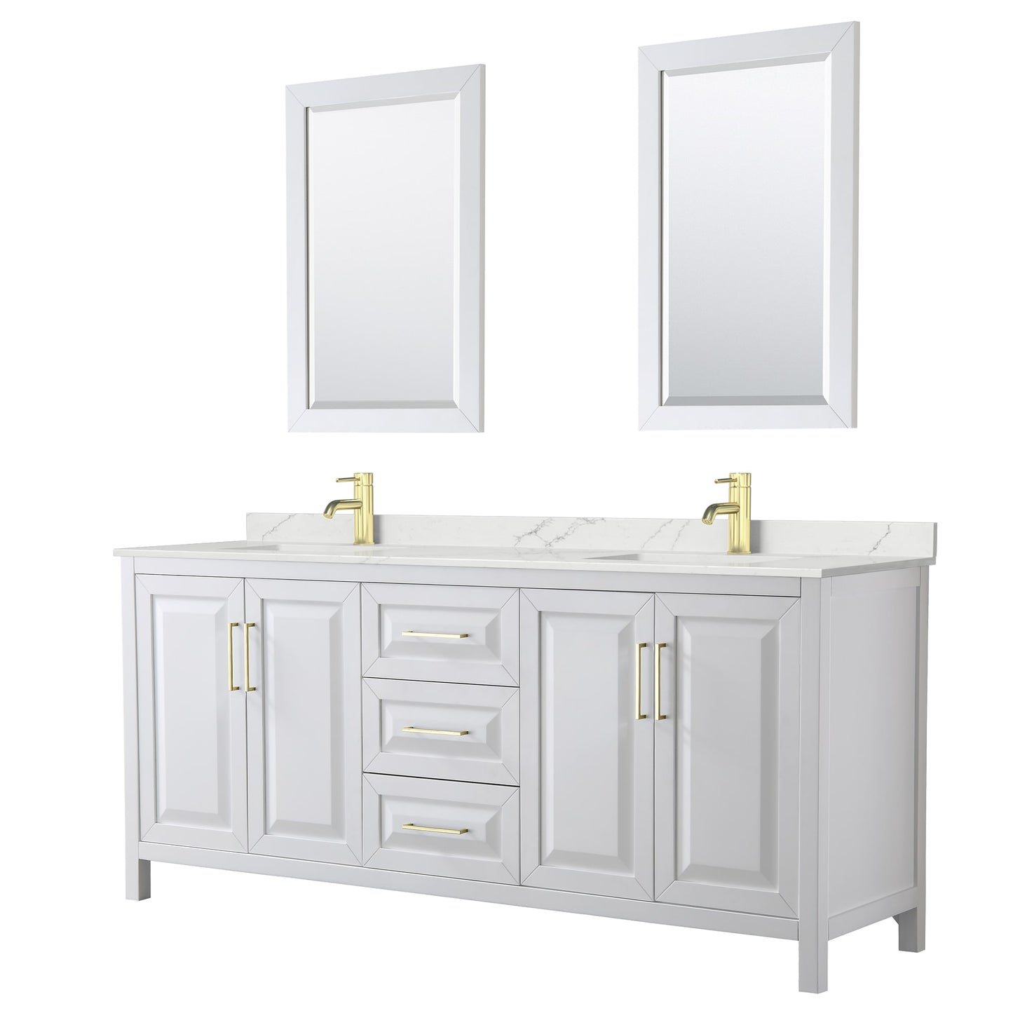 Daria Bathroom Vanity with Countertop 80 inch Double Sink Single hole Faucet Setup