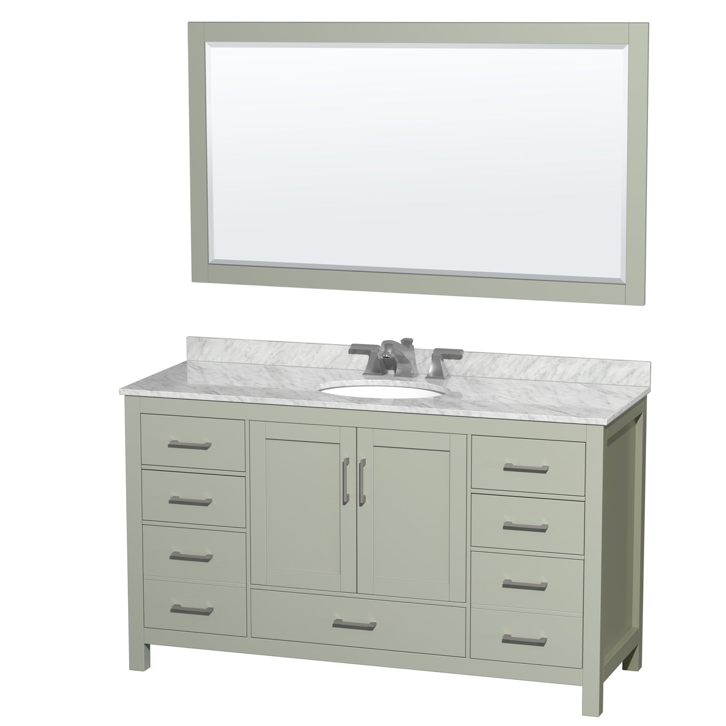 Sheffield Bathroom Vanity with Countertop 60 inch Single Sink 3-hole Faucet Setup