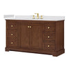 Custom image for Dark Walnut with Brushed Gold Trim / White Cultured Marble / No Mirror