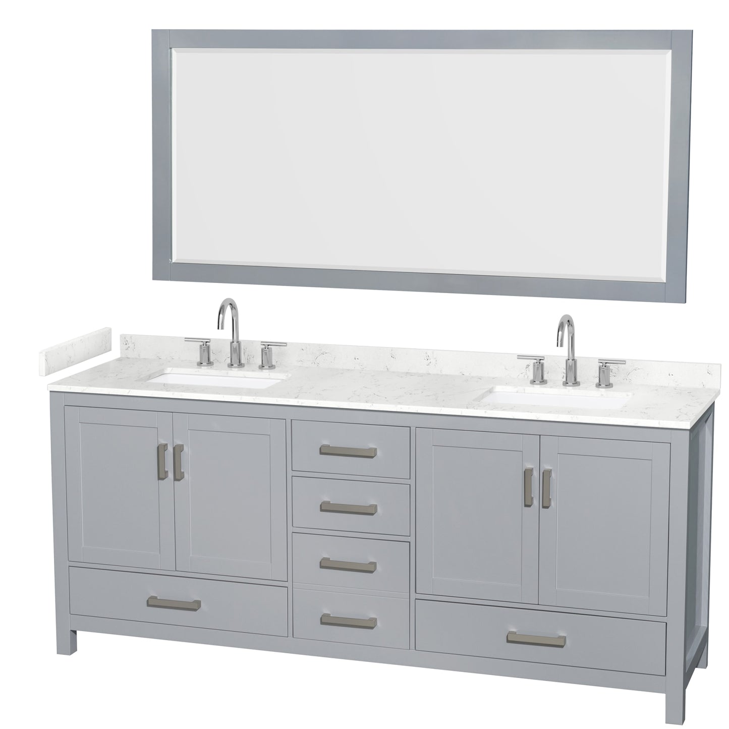 Sheffield Bathroom Vanity with Countertop 80 inch Double Sink 3-hole Faucet Setup