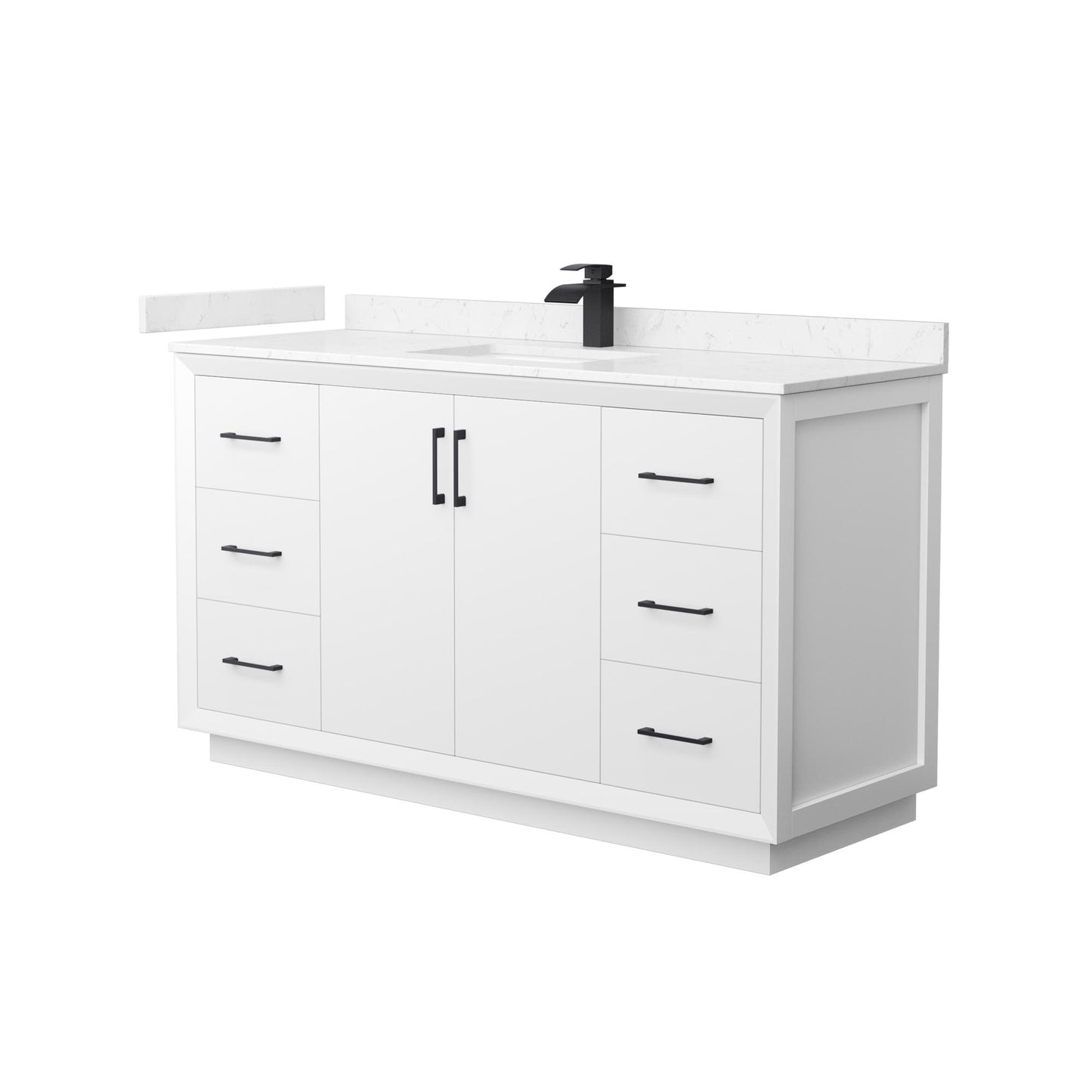 Strada Bathroom Vanity with Countertop 60 inch Single Sink Single hole Faucet Setup